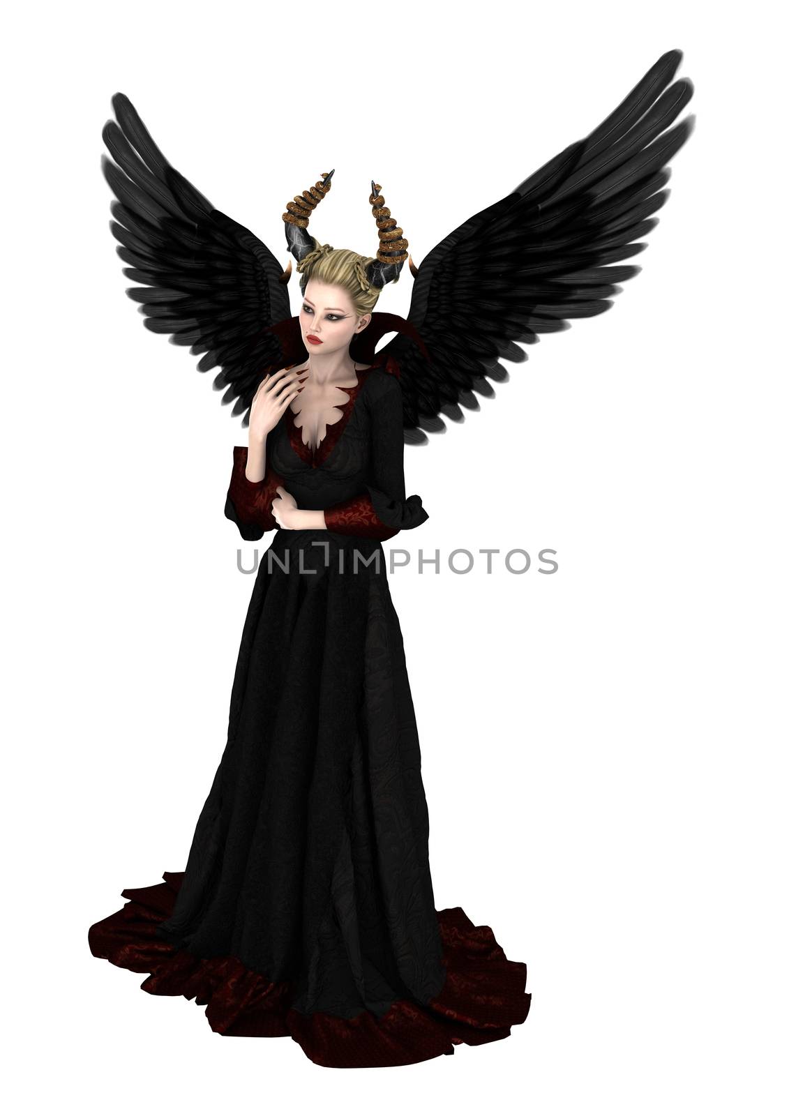 3D digital render of an evil queen isolated on white background