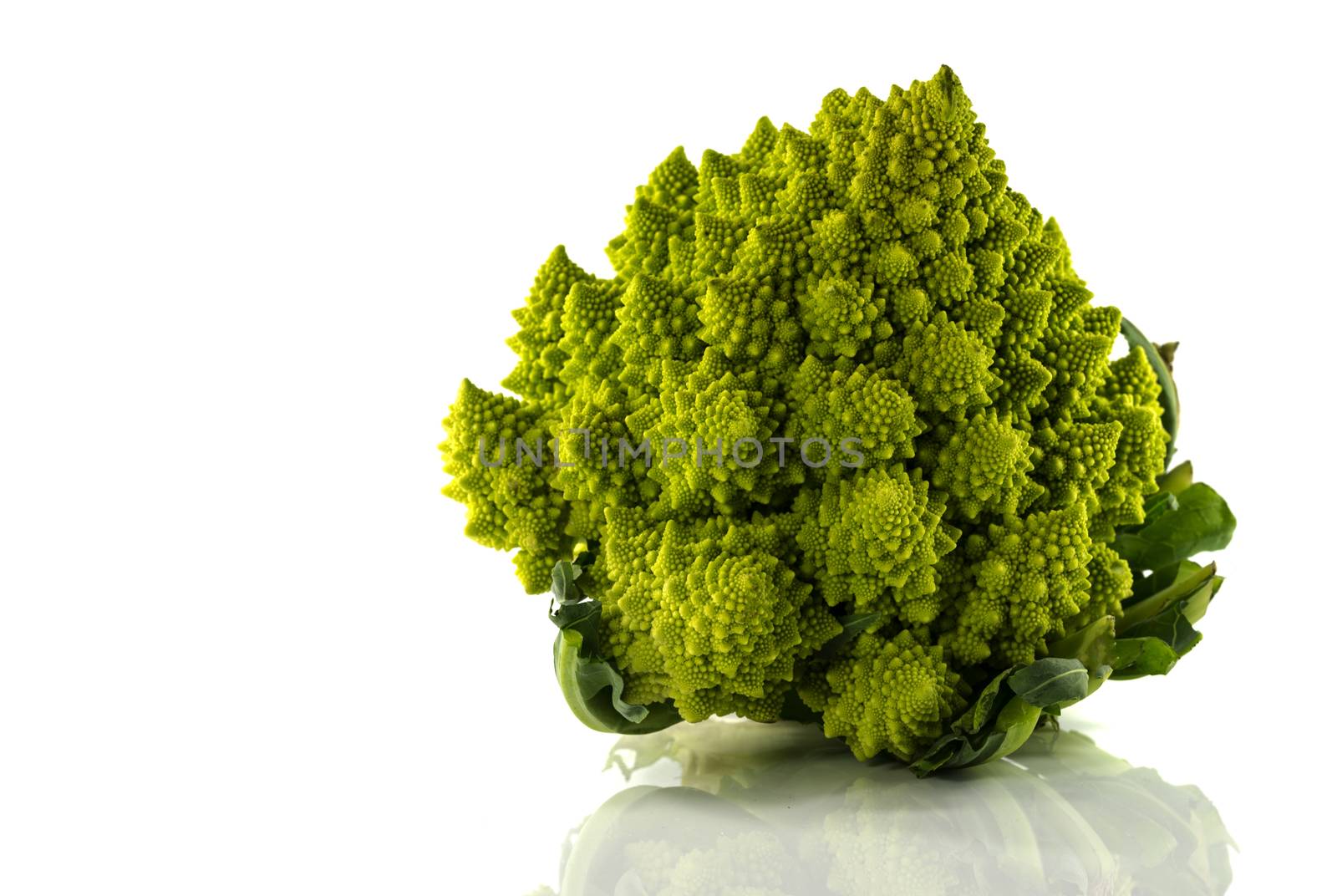 romanesco or green cauliflower isolated on white background