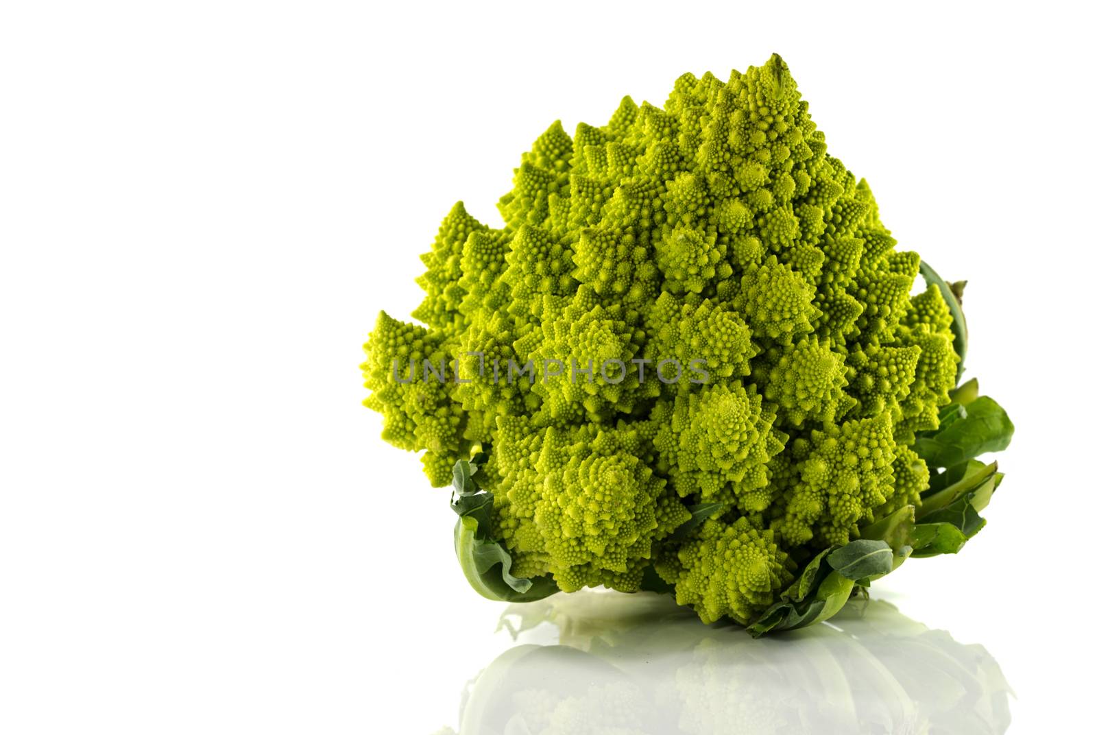 romanesco or green cauliflower isolated on white background