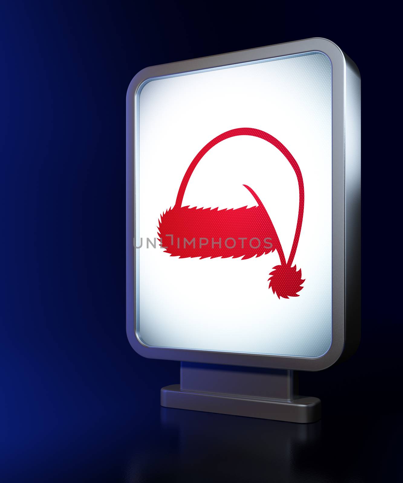 Holiday concept: Christmas Hat on billboard background by maxkabakov