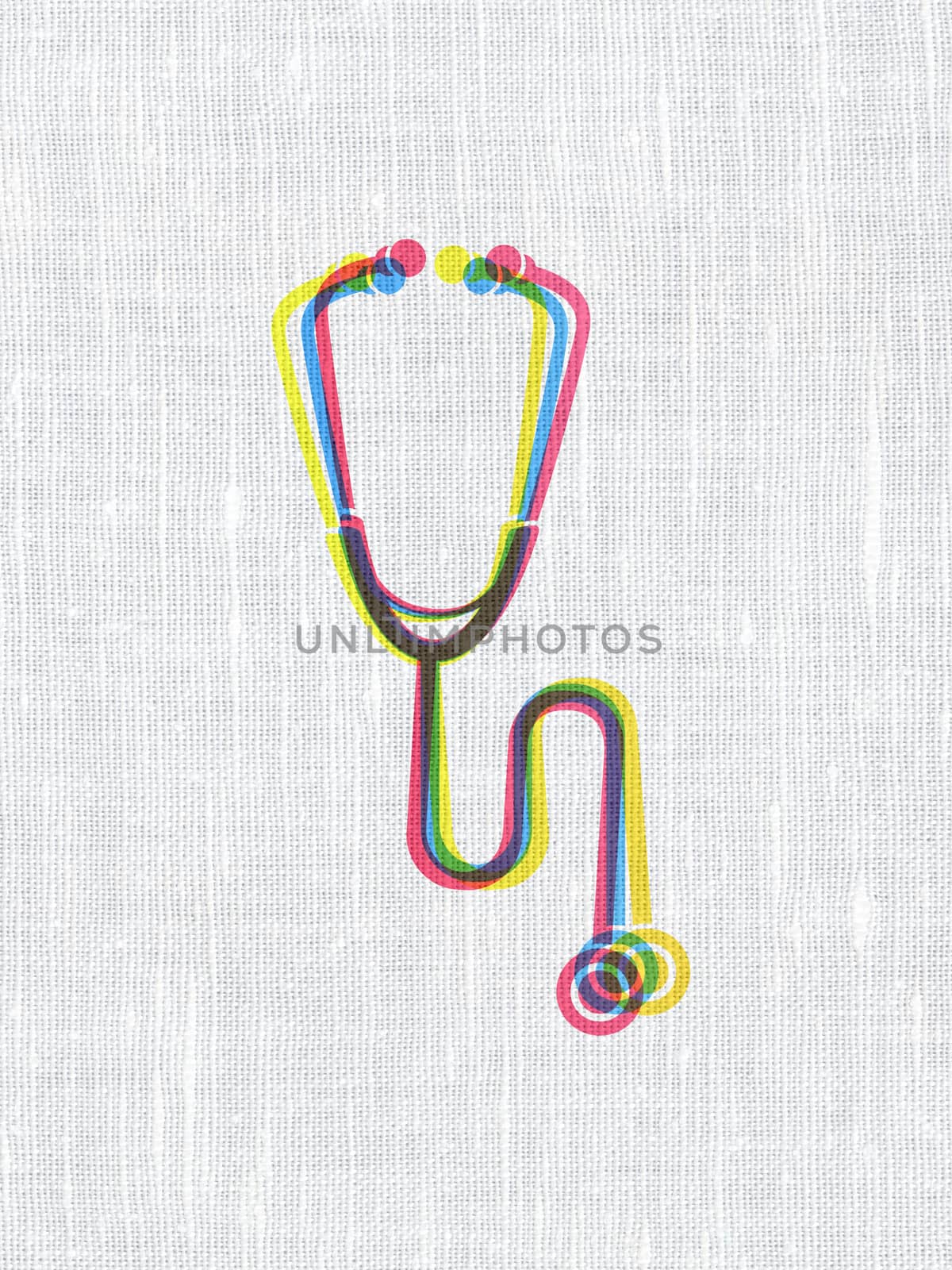 Medicine concept: Stethoscope on fabric texture background by maxkabakov