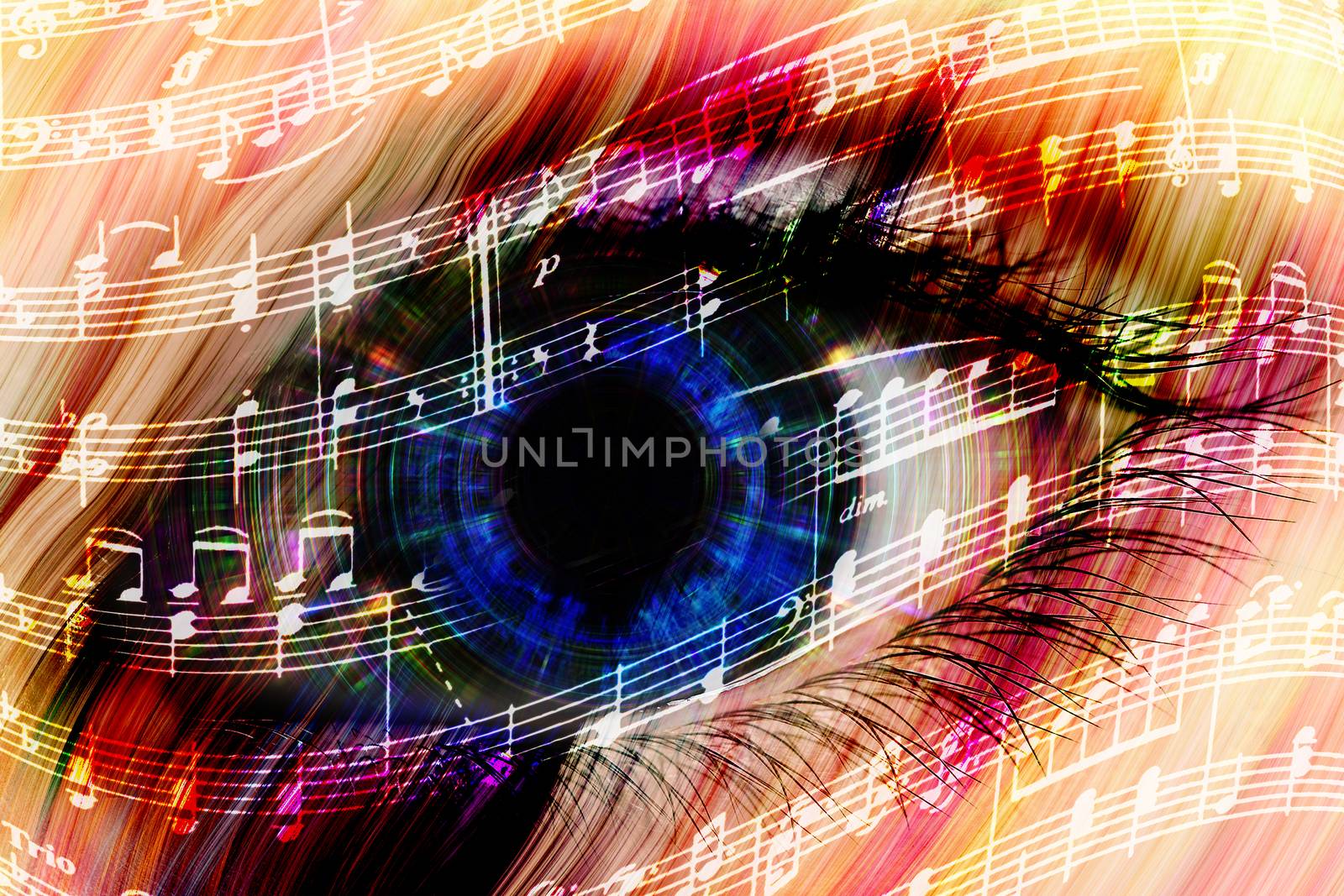music backgroun abstract eye with the notes of a waltz