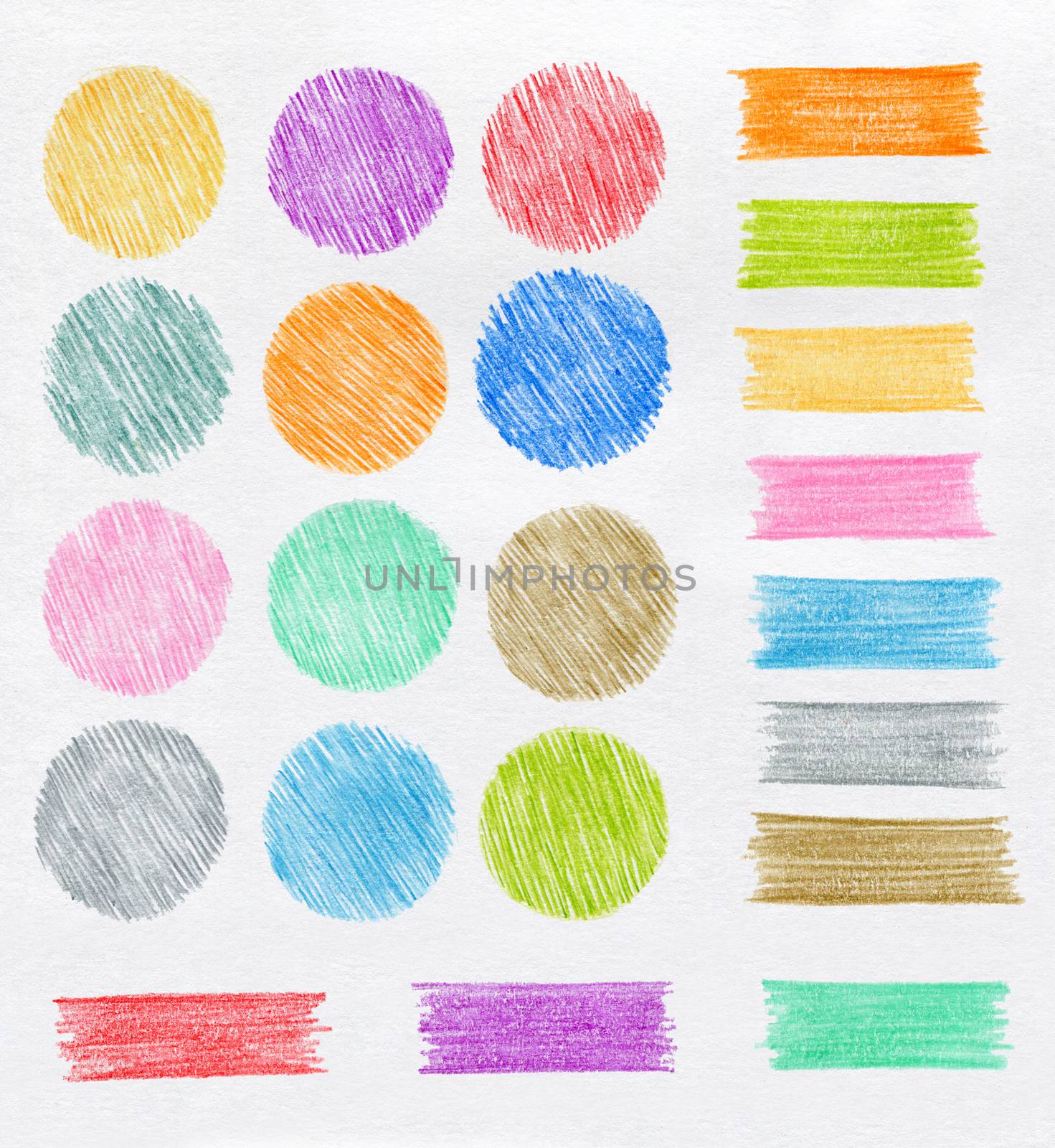 Set of color pencil design elements by rudchenko