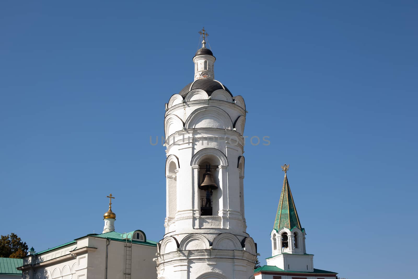 White orthodox church and blue sky
