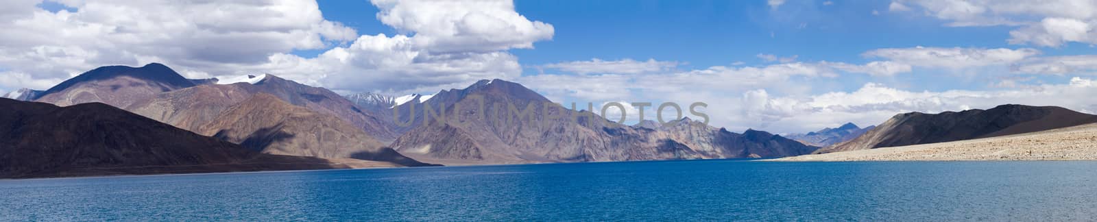 Pangong Tso mountain lake panorama  (Ladakh, India)