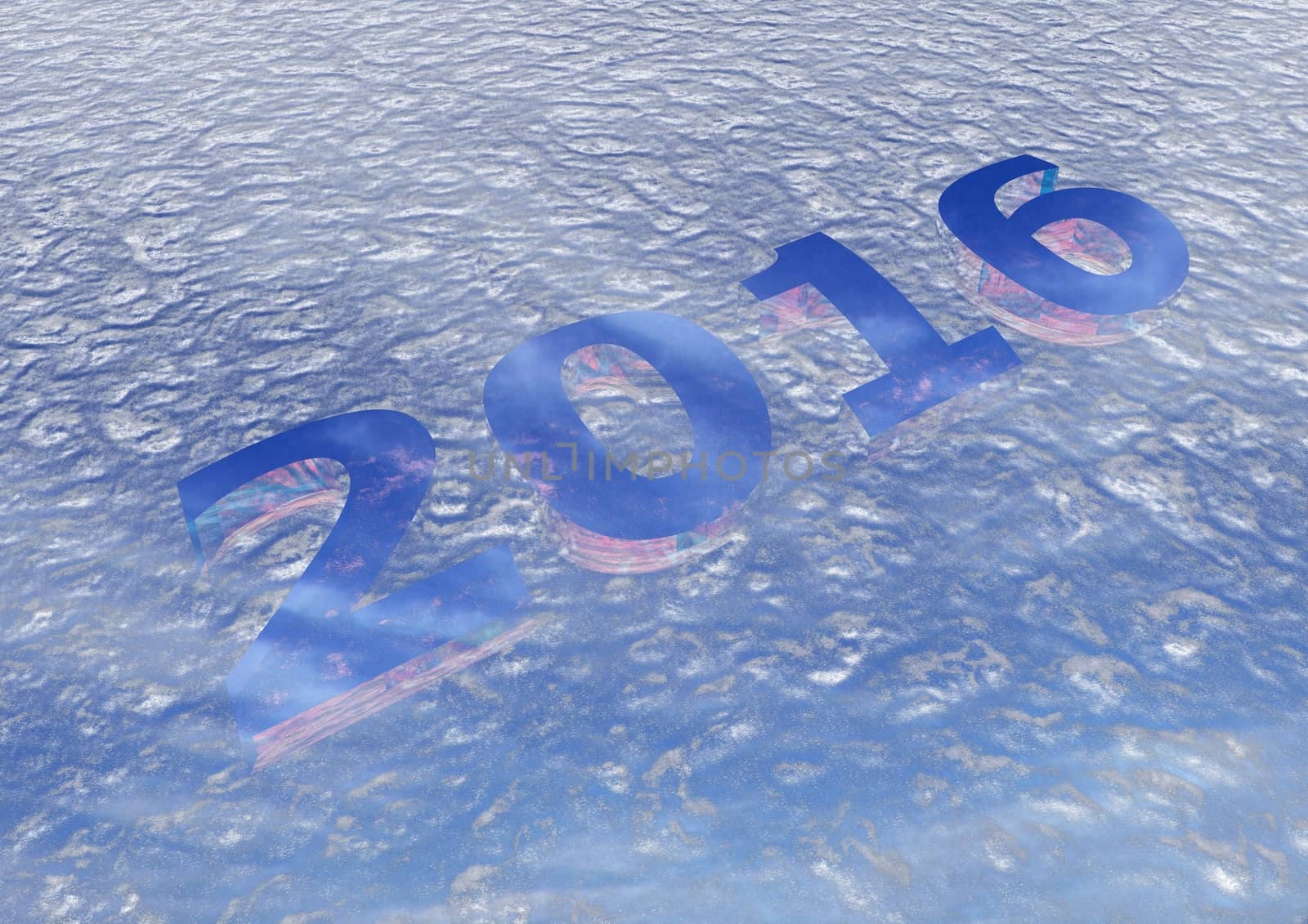 Three-dimensional inscription 2016. Creative greeting card design.
