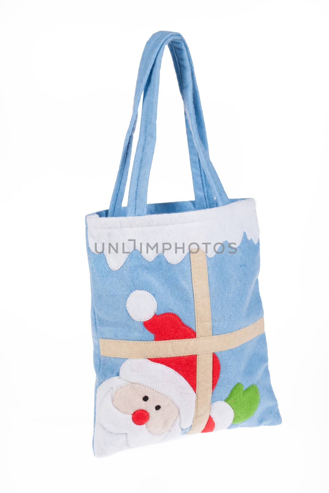 Toy bag for gift on isolated studio background