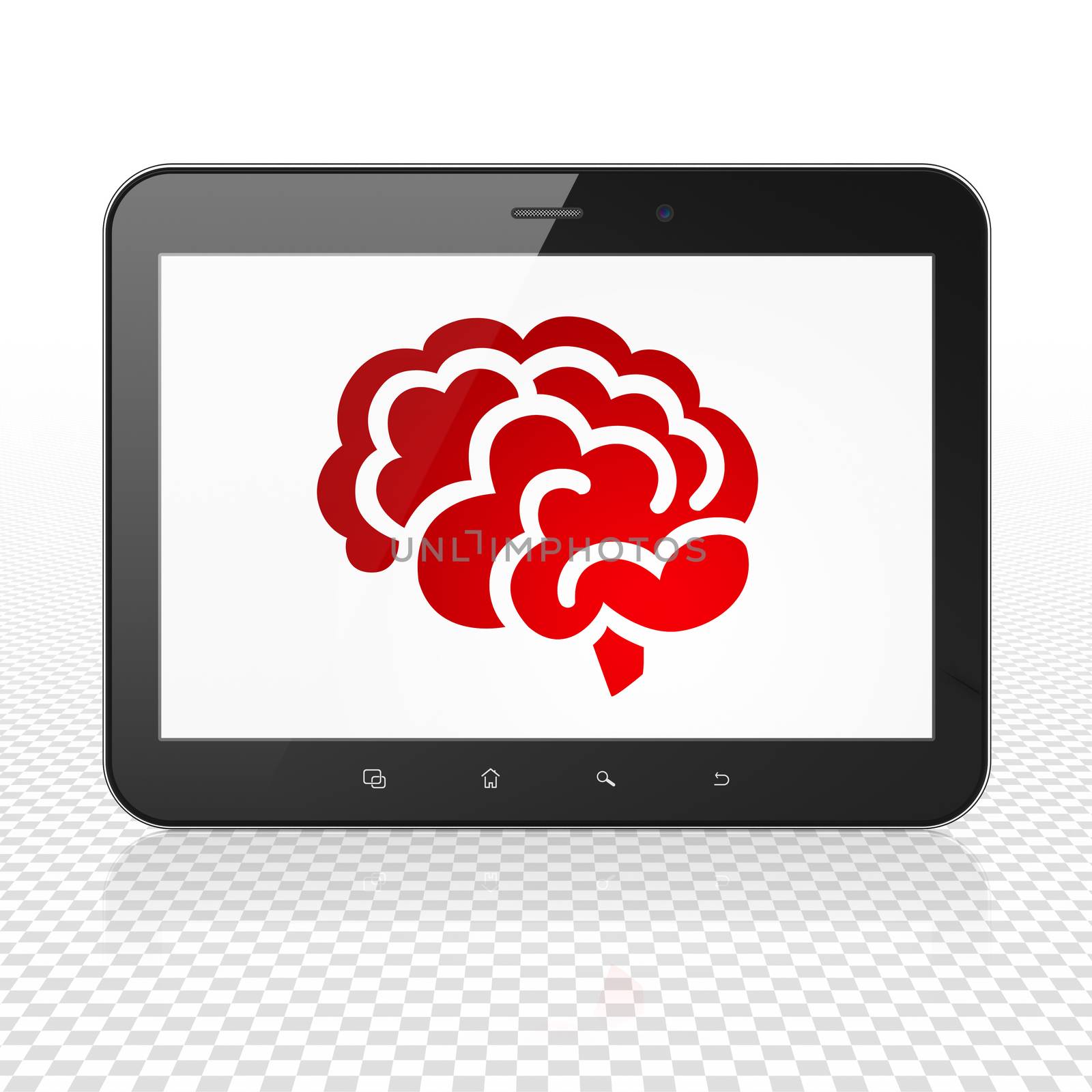 Health concept: Tablet Computer with Brain on display by maxkabakov