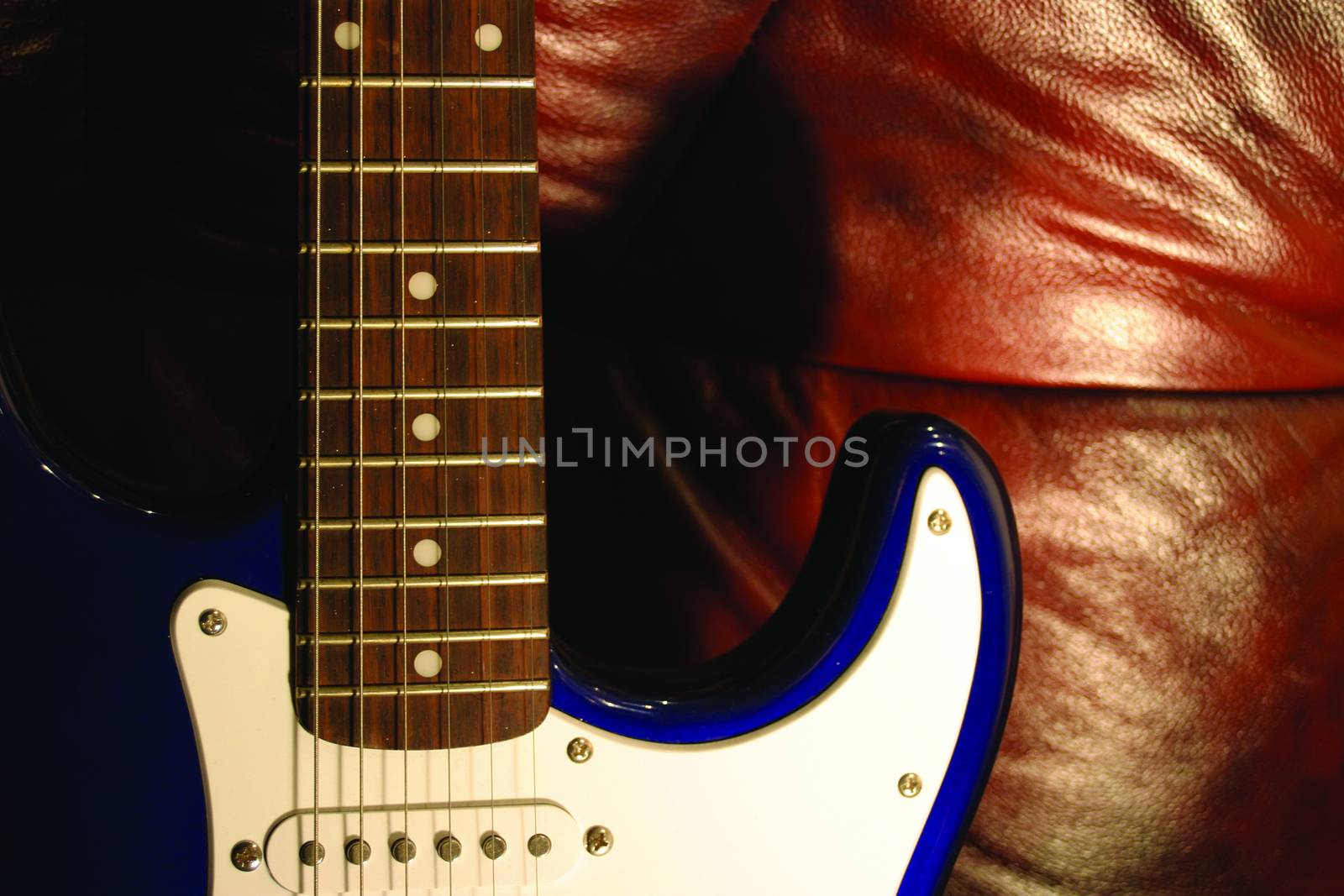 Close up of an electric guitar detail