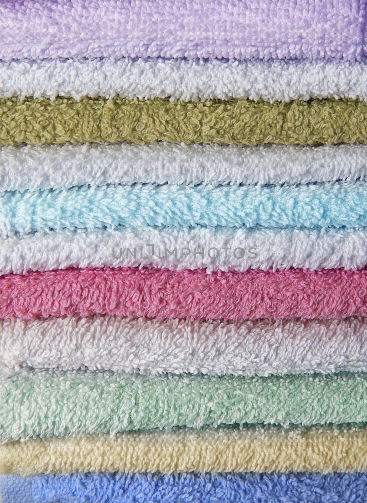 Stacked bath towels close-up