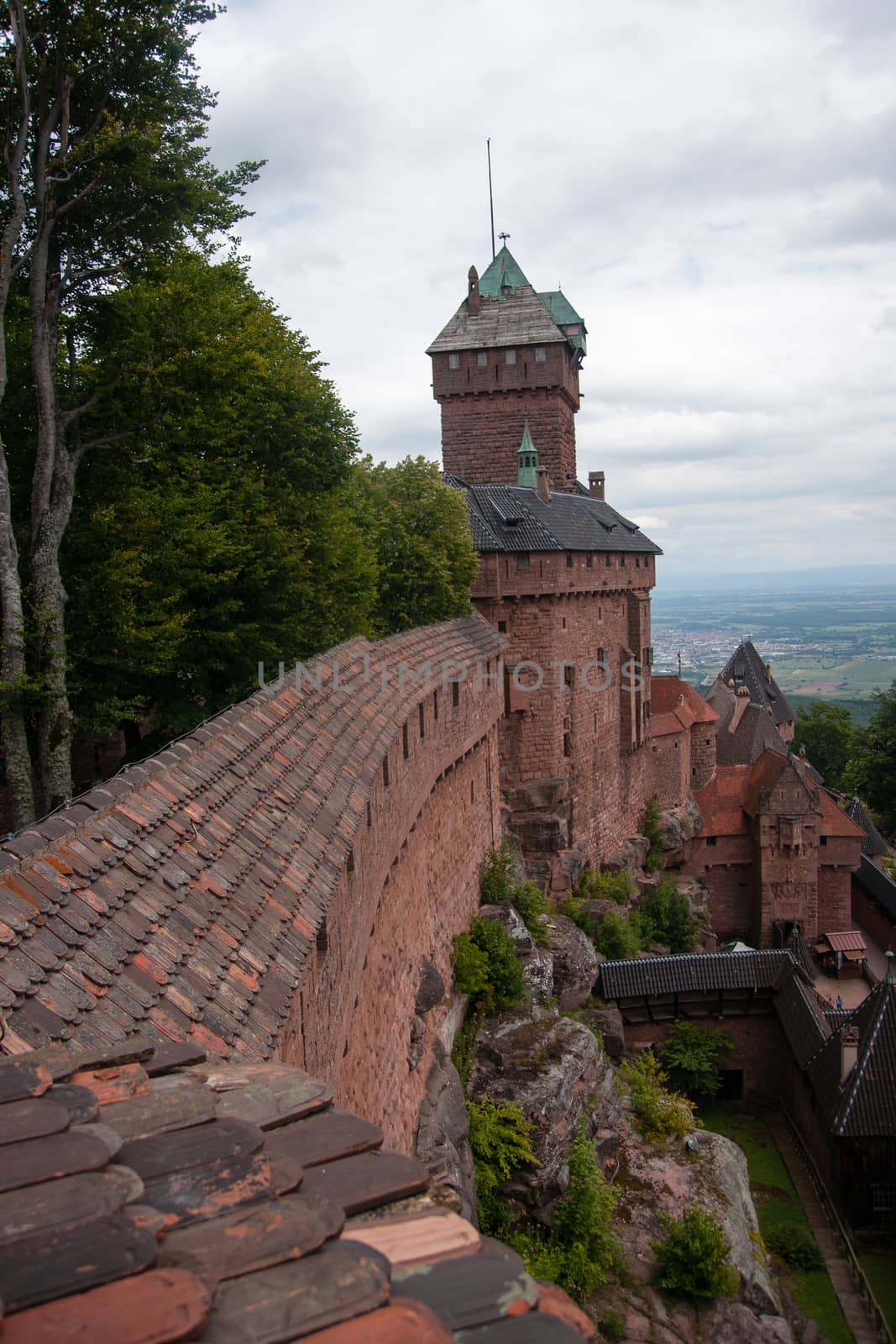 Old middle ages castle walls in Alsace tourism