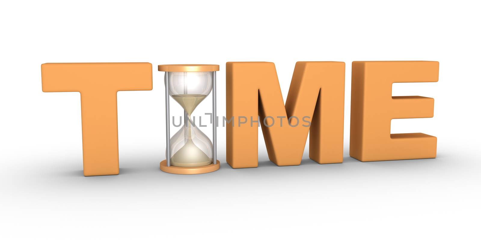 TIME word with an hourglass included in the letters