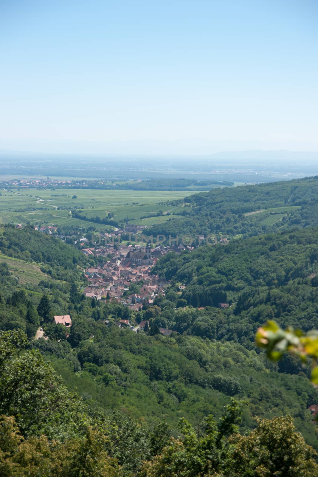 View from france mountain to alsace in summer