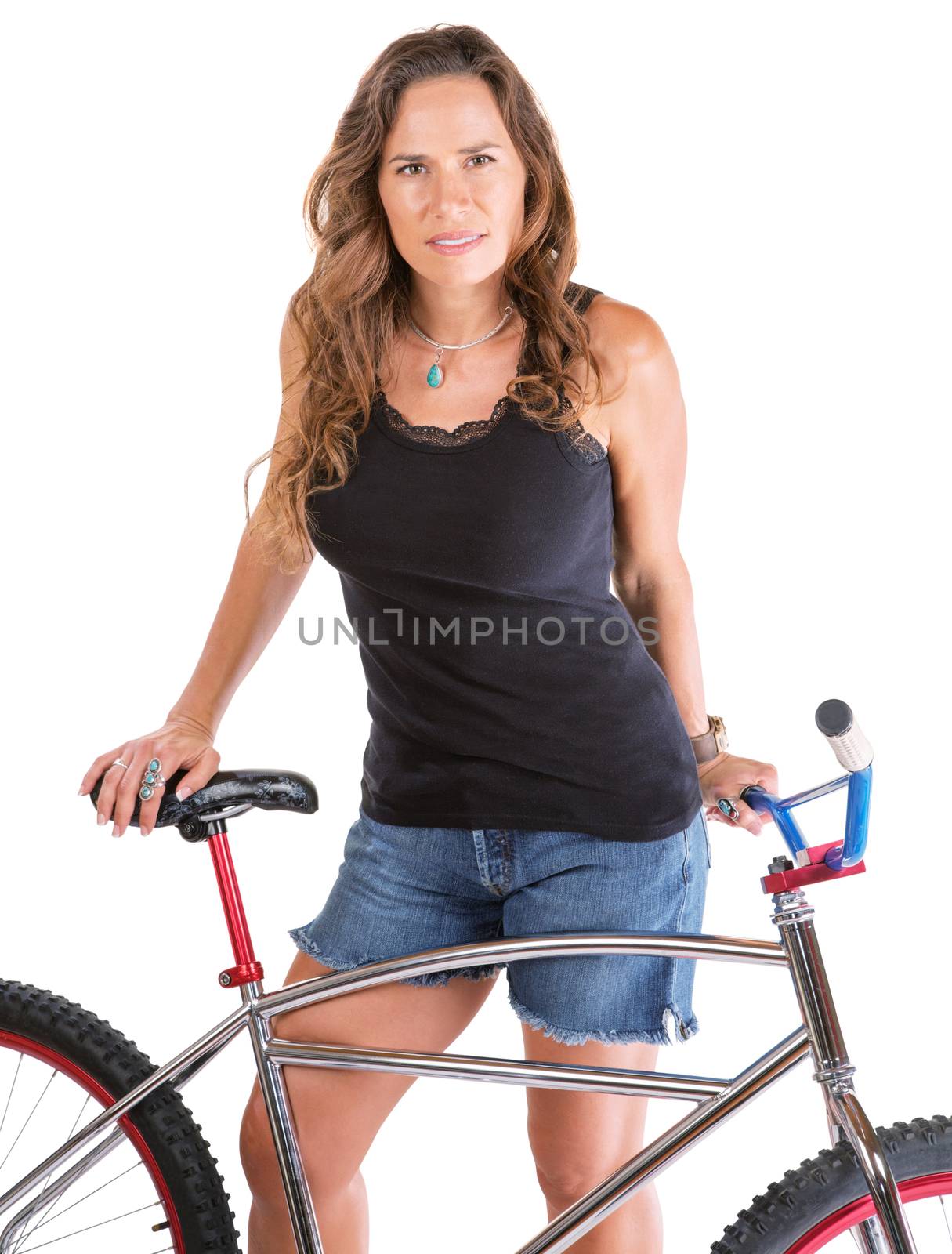 Beautiful Lady with Mountain Bike by Creatista