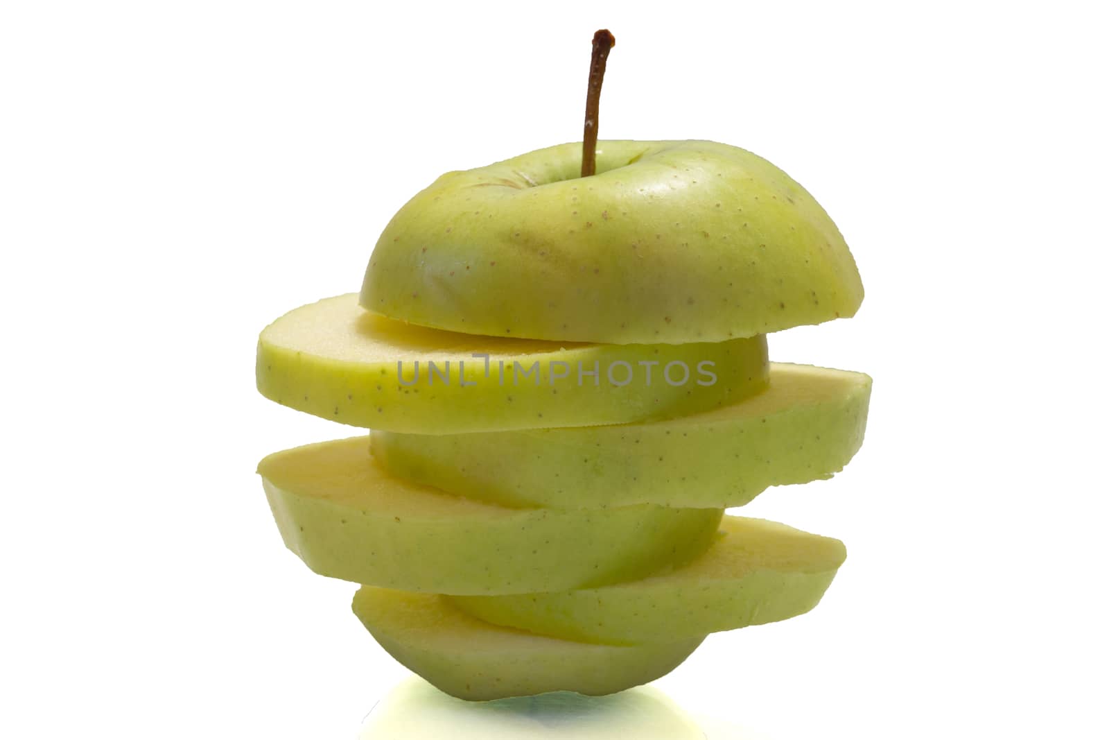 The photo shows an apple on a white background