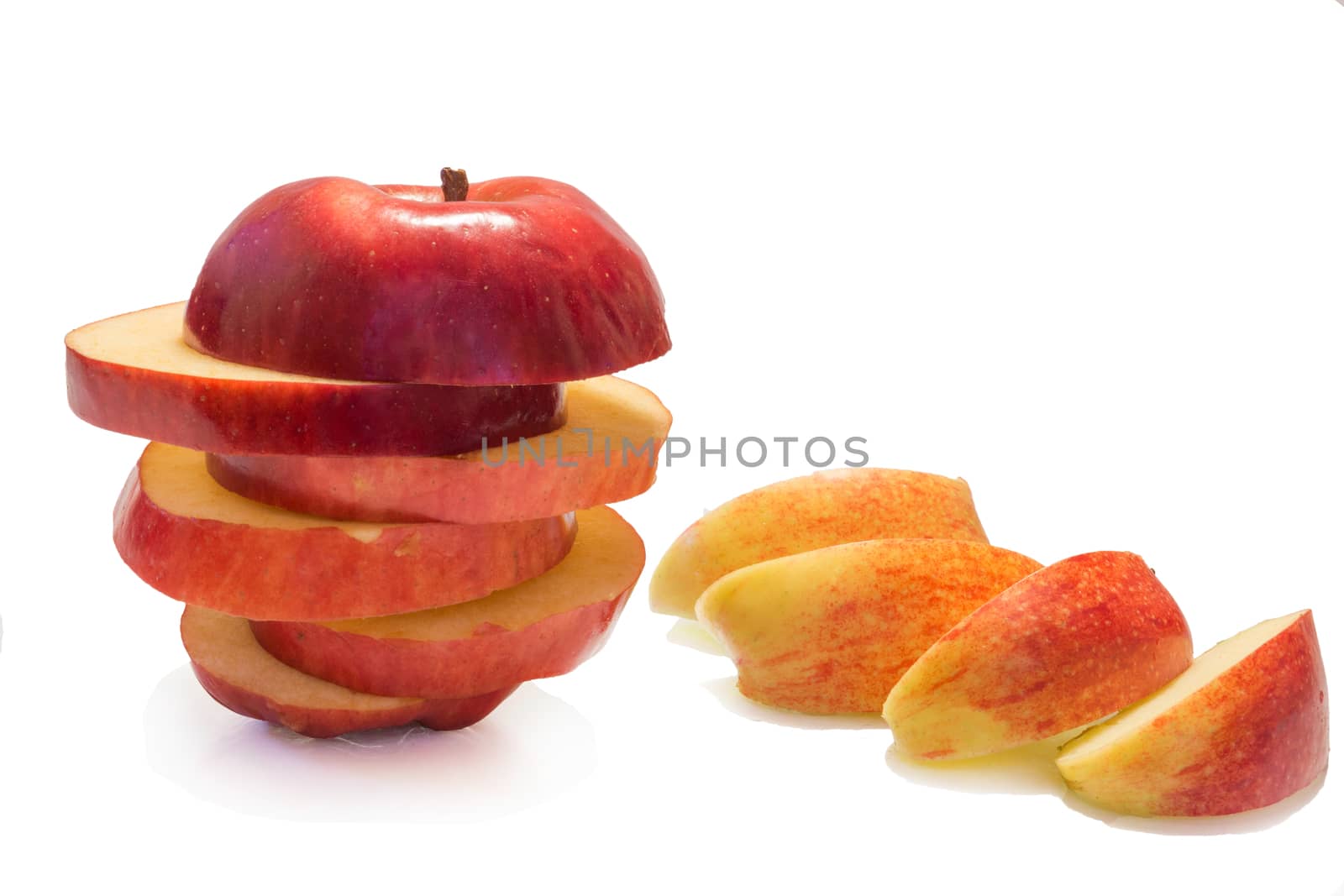 The photo shows an apple on a white background