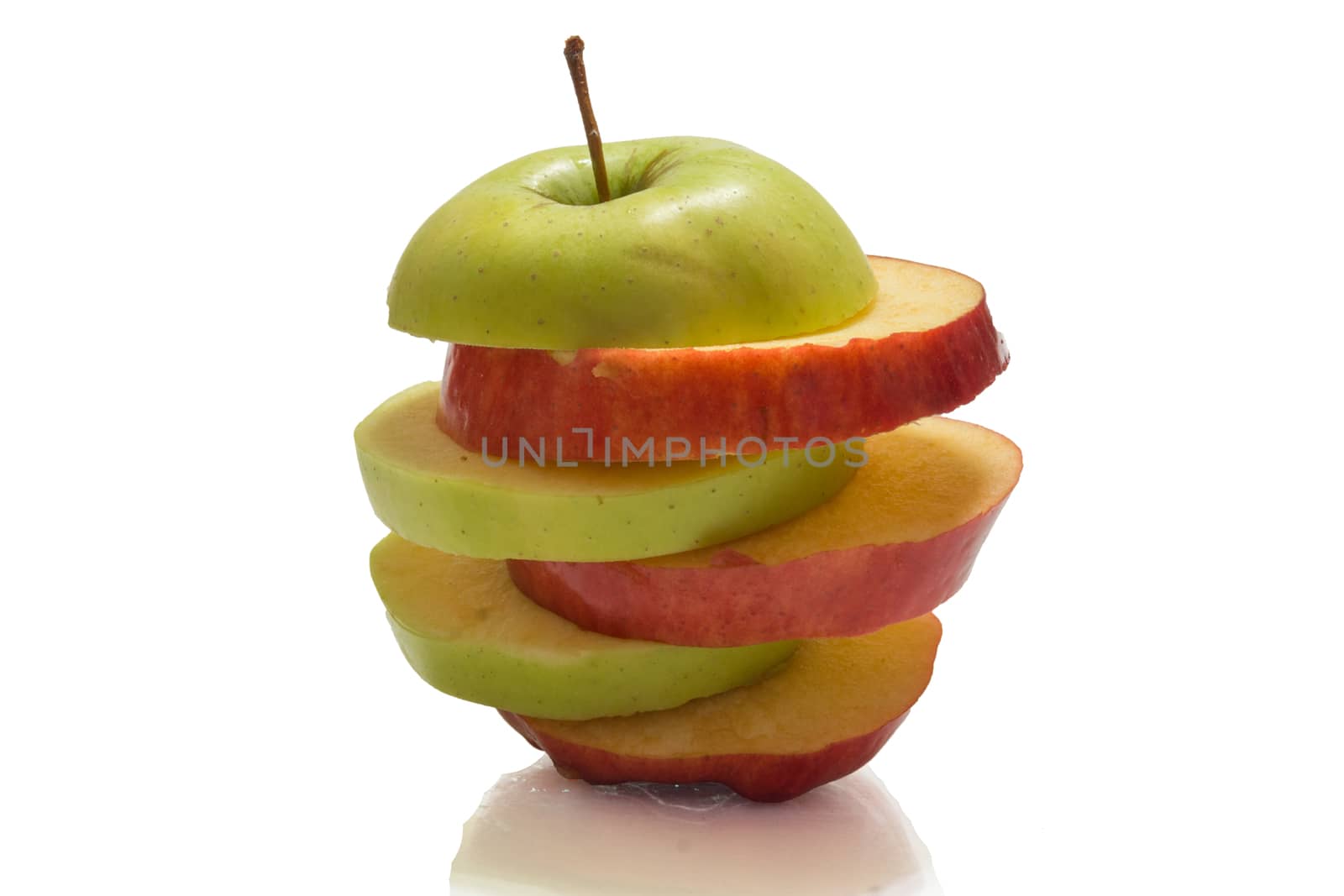 The photo shows an apple on a white background
