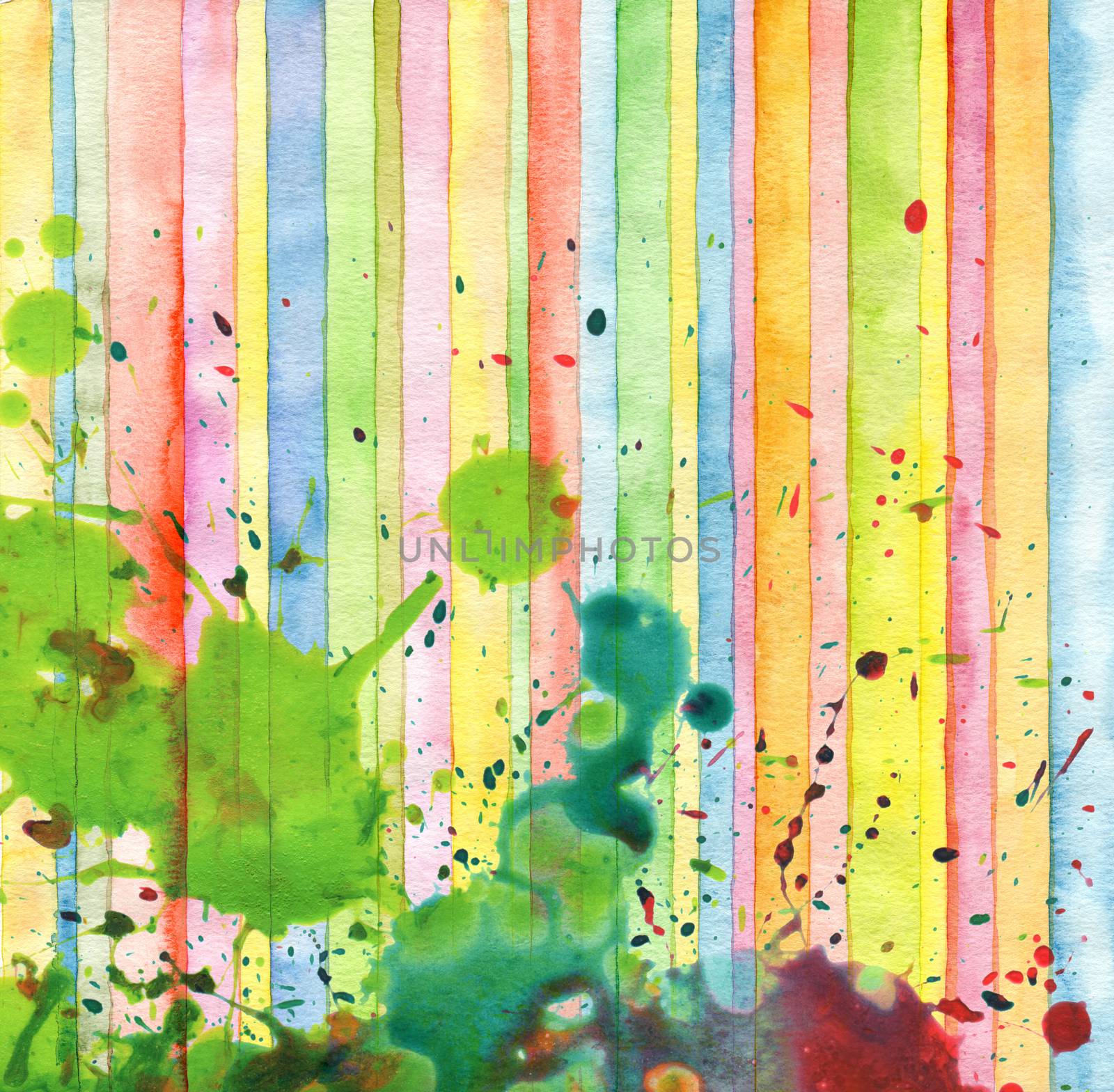 Abstract strip and blot watercolor painted background by rudchenko