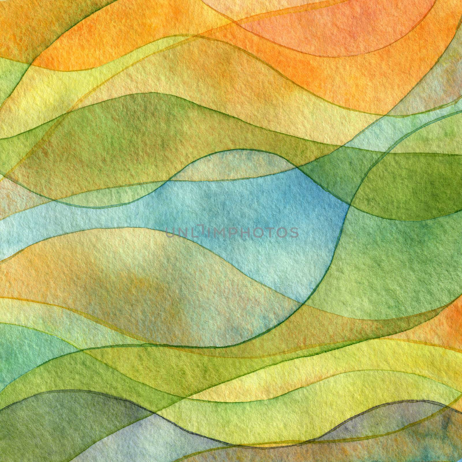 Abstract wave watercolor painted background by rudchenko