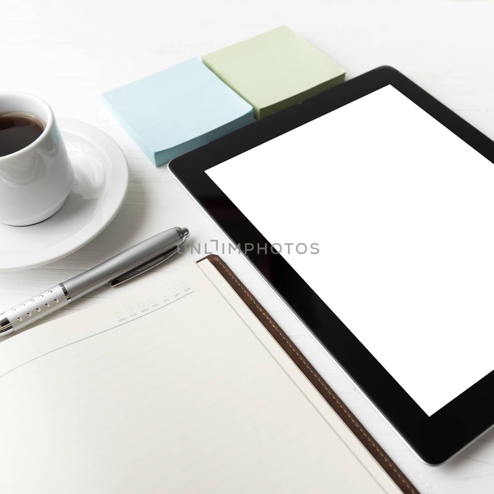 tablet with notebook and coffee cup by ammza12