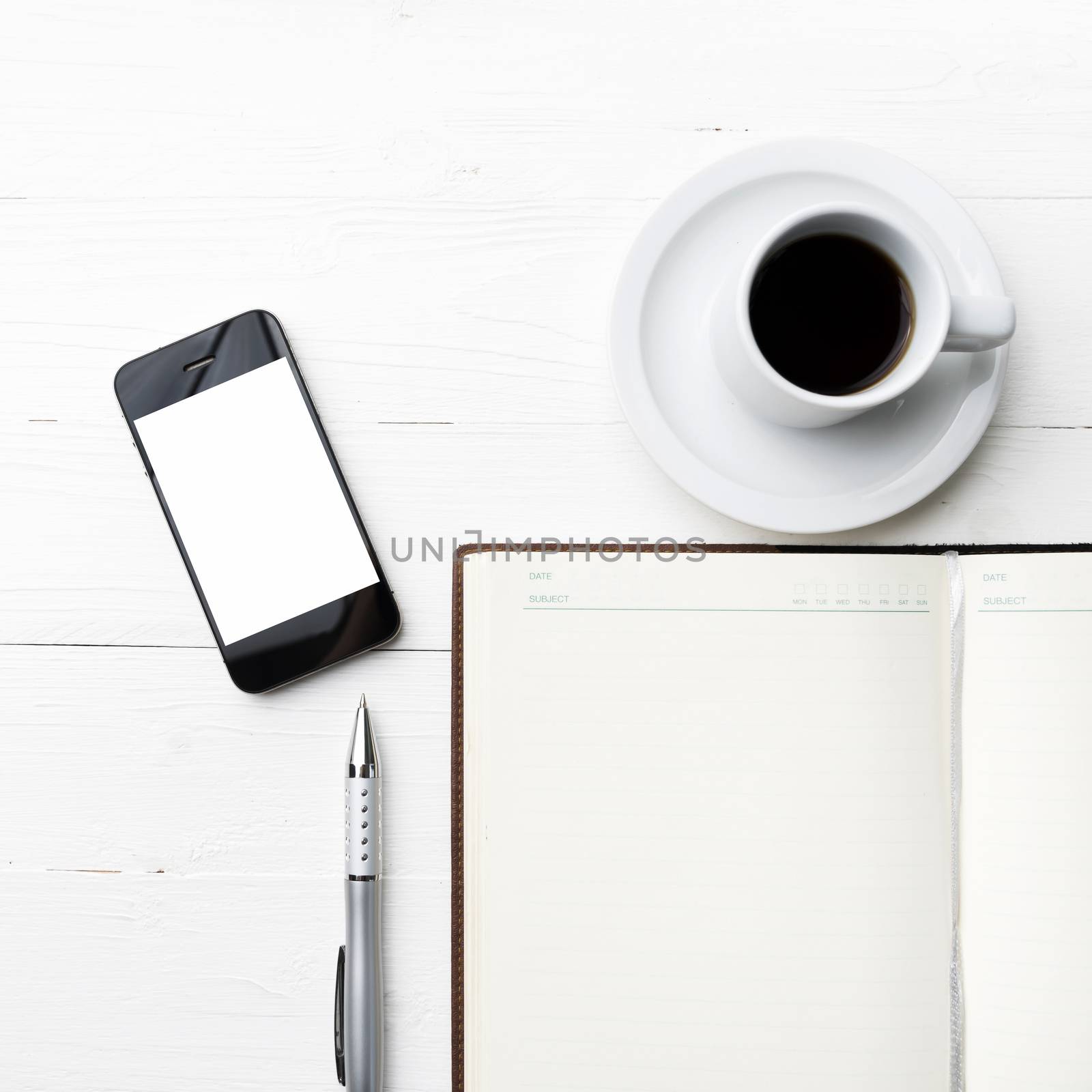 cellphone with notebook and coffee cup by ammza12