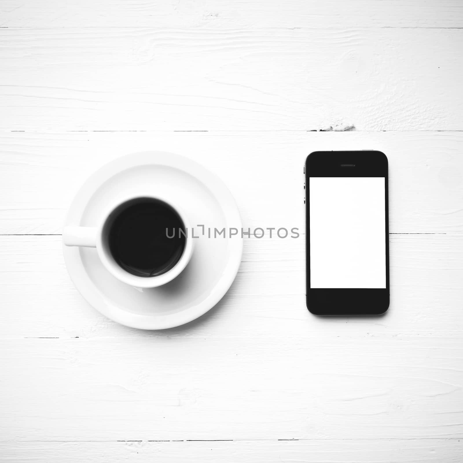 cellphone with coffee cup black and white color style by ammza12