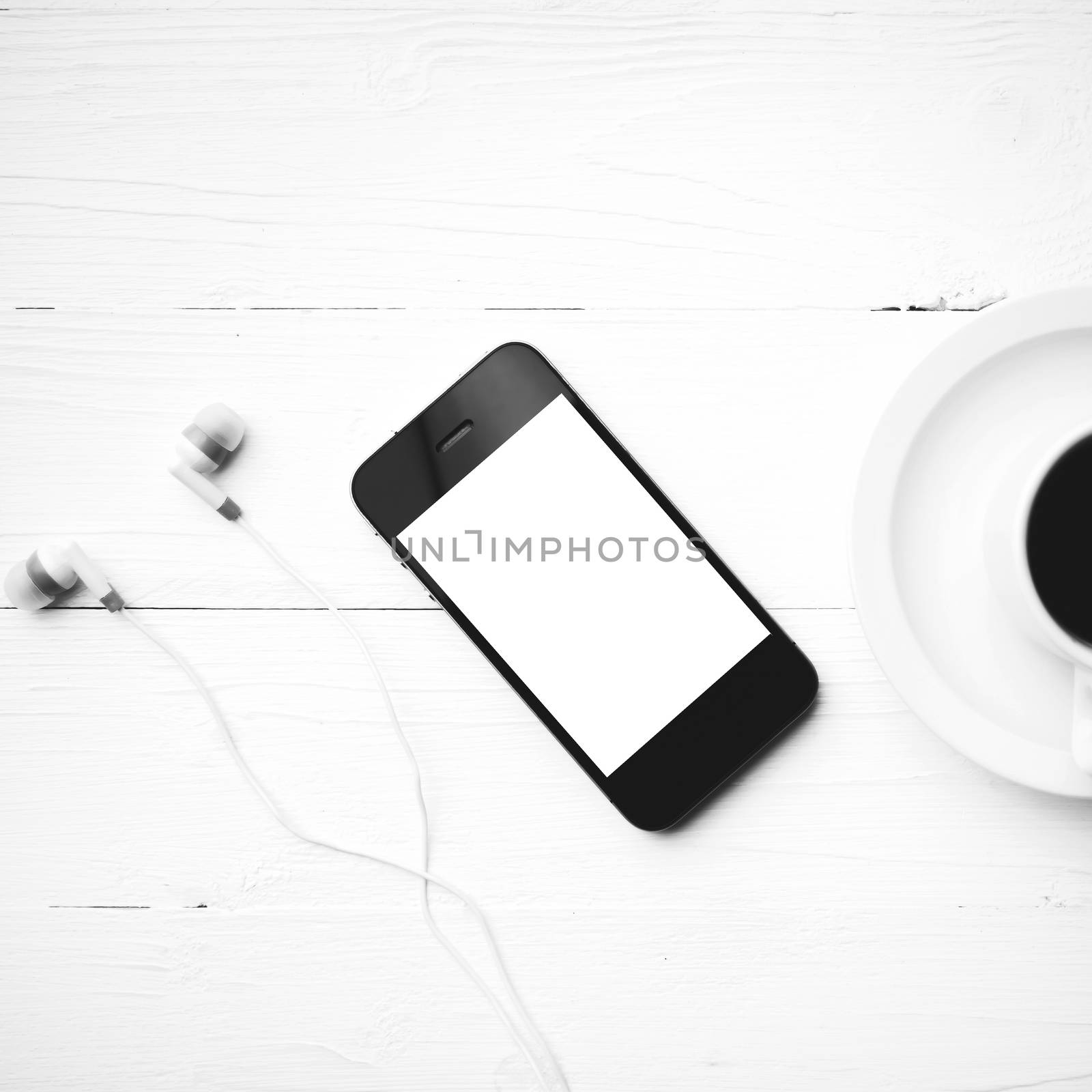 cellphone and coffee cup black and white color style by ammza12