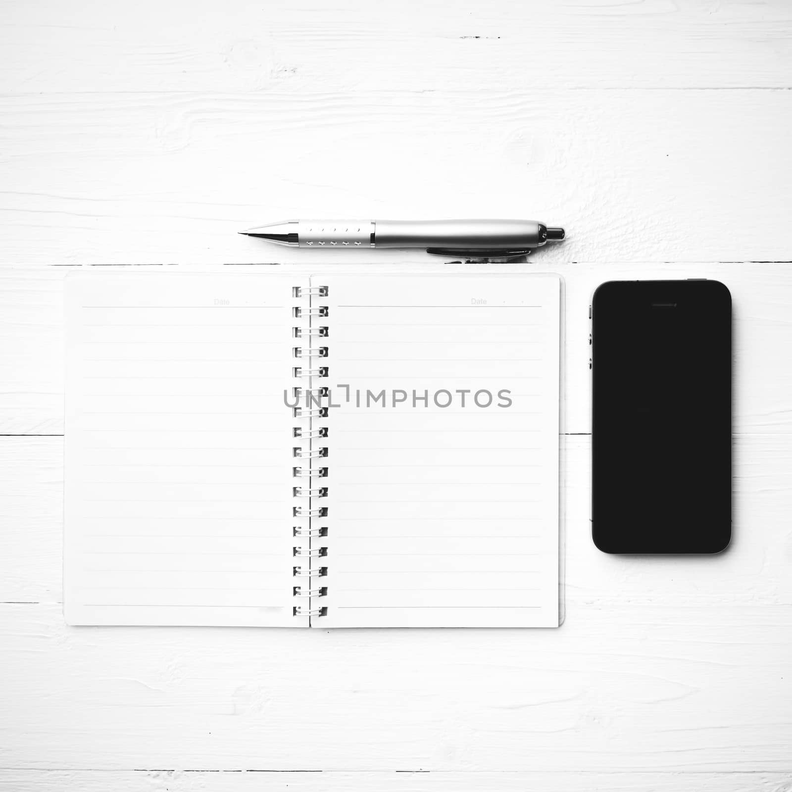 cellphone with notepad and pen black and white color style by ammza12