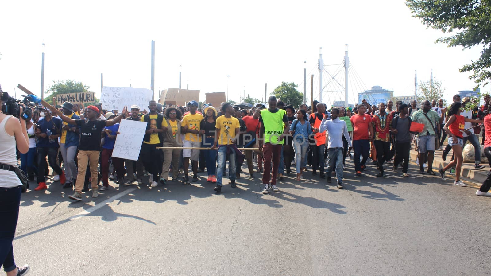 SOUTH AFRICA, Johannesburg: Thousands of students from two universities marched to the ANC head office in Johannesburg on October 22, 2015 in protest over proposed fee rises. They began at their respective campuses at University of Witwatersrand and the University of Johannesburg to give Gwede Mantashe, the Secretary General of the African National Congress a memorandum in which they asked for free quality education for all.
