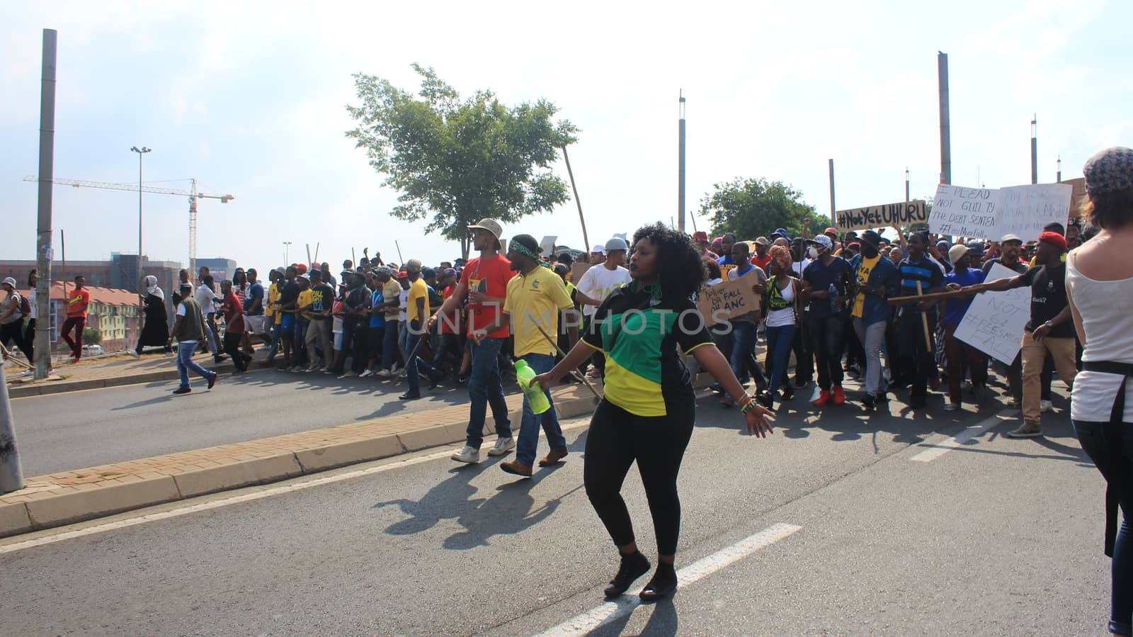 SOUTH AFRICA, Johannesburg: Thousands of students from two universities marched to the ANC head office in Johannesburg on October 22, 2015 in protest over proposed fee rises. They began at their respective campuses at University of Witwatersrand and the University of Johannesburg to give Gwede Mantashe, the Secretary General of the African National Congress a memorandum in which they asked for free quality education for all.