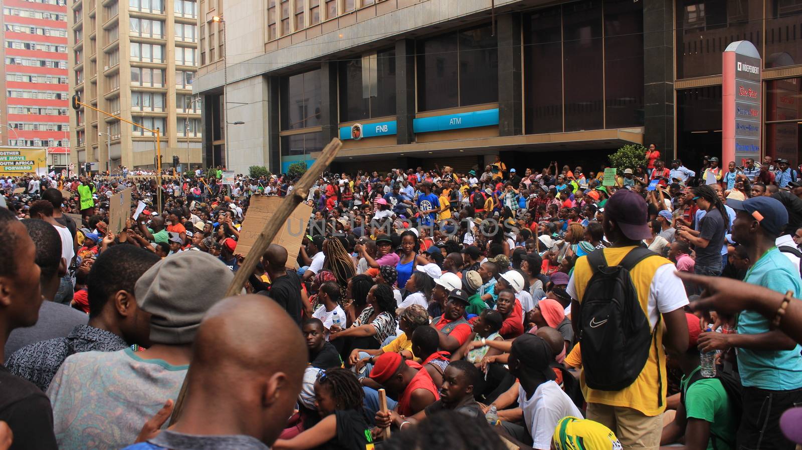 SOUTH AFRICA, Johannesburg: Thousands of students from two universities marched to the ANC head office in Johannesburg on October 22, 2015 in protest over proposed fee rises. They began at their respective campuses at University of Witwatersrand and the University of Johannesburg to give Gwede Mantashe, the Secretary General of the African National Congress a memorandum in which they asked for free quality education for all.