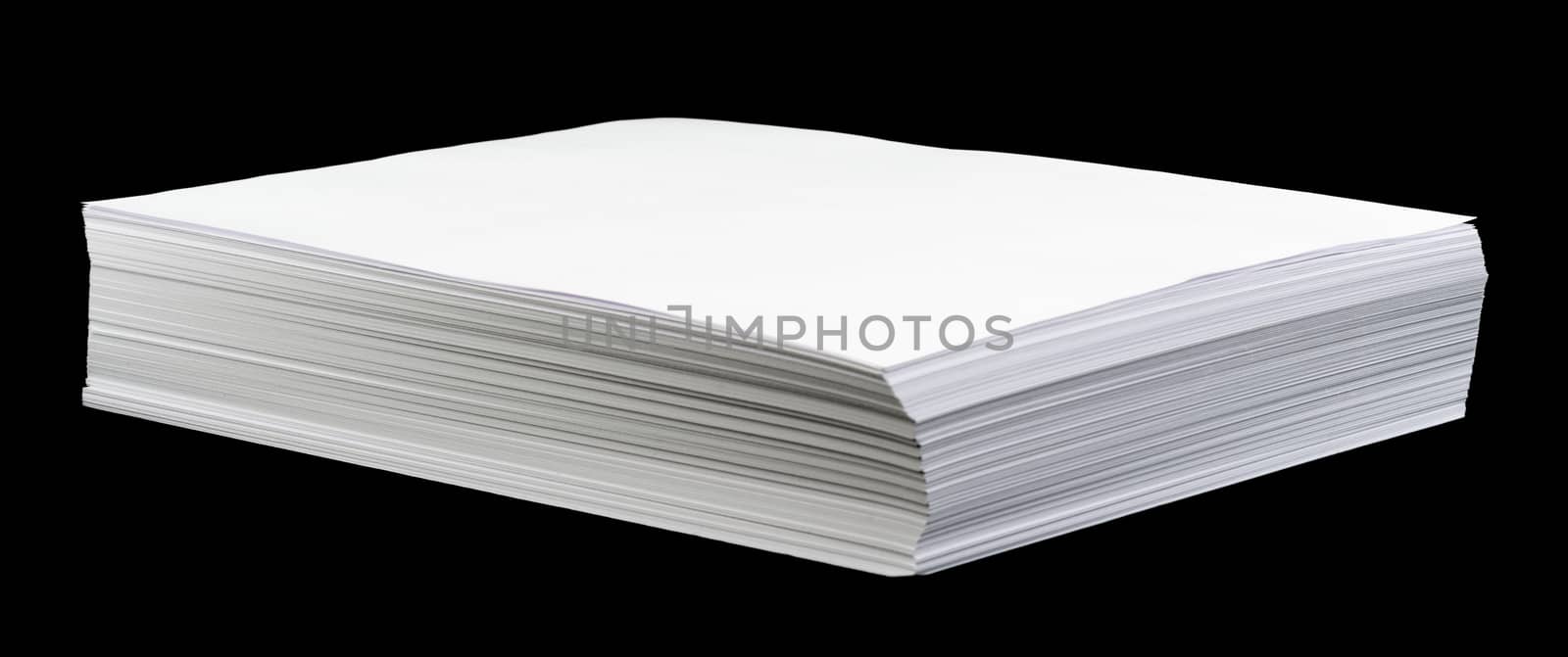 Blank white sheet of paper on isolated black background