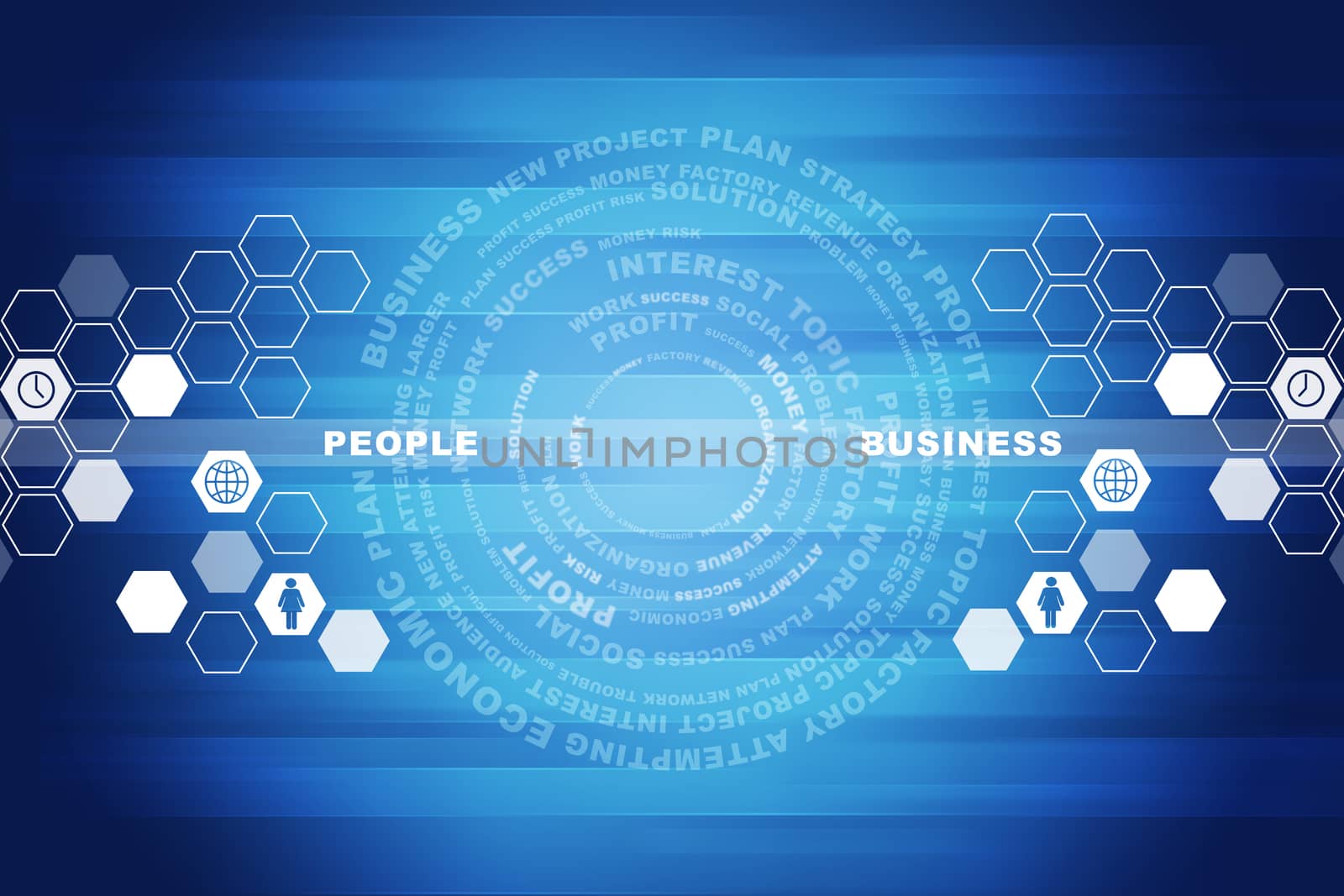Abstract blue background with business words by cherezoff