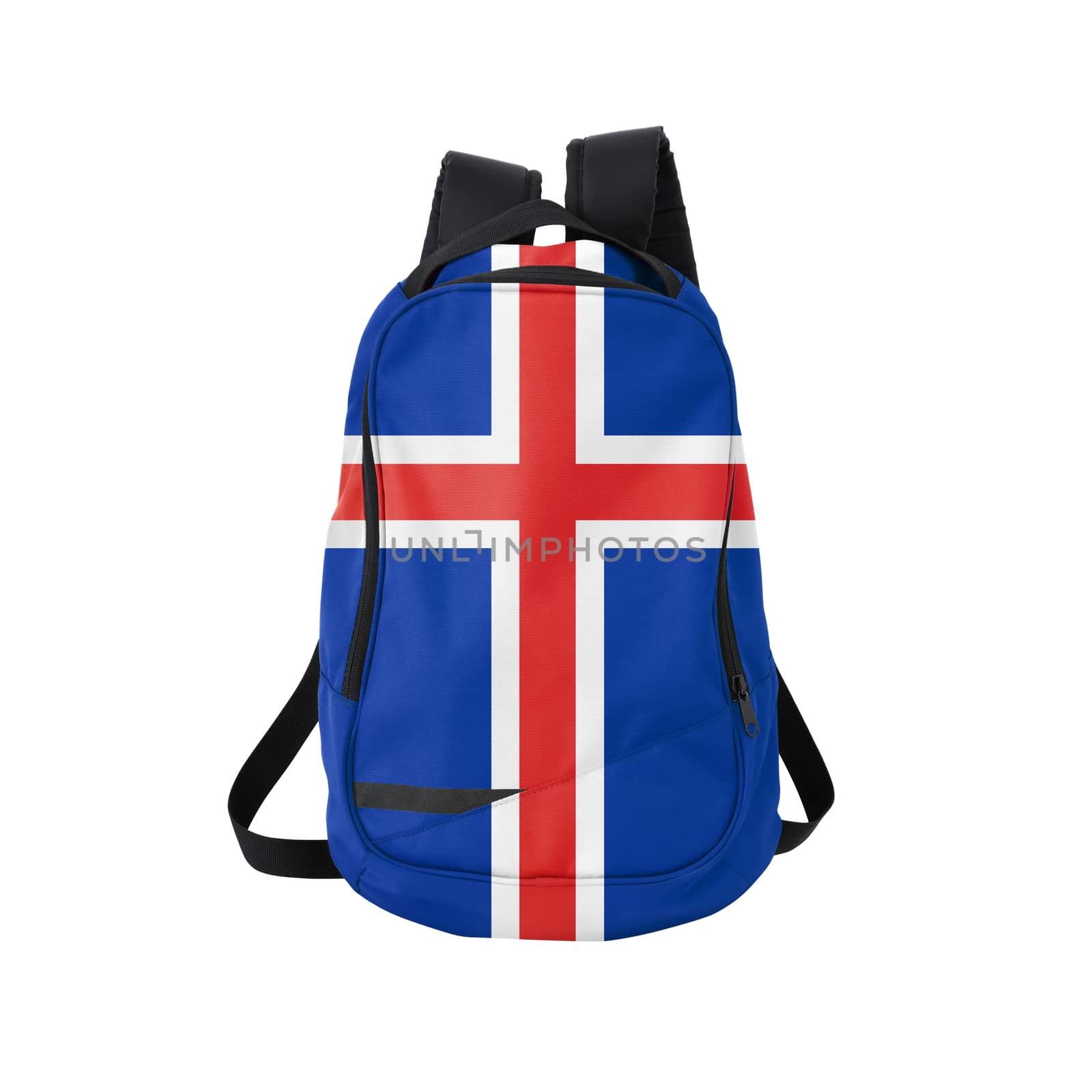 Iceland flag backpack isolated on white by kravcs