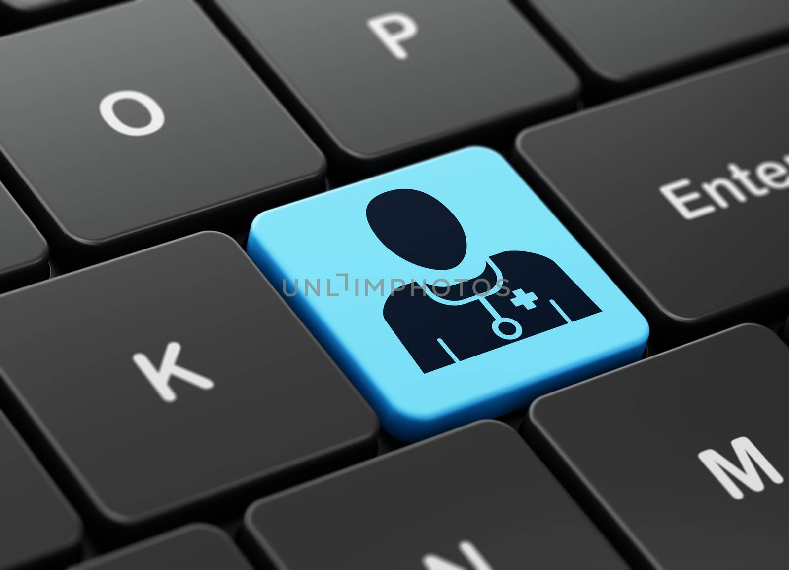 Health concept: Doctor on computer keyboard background by maxkabakov