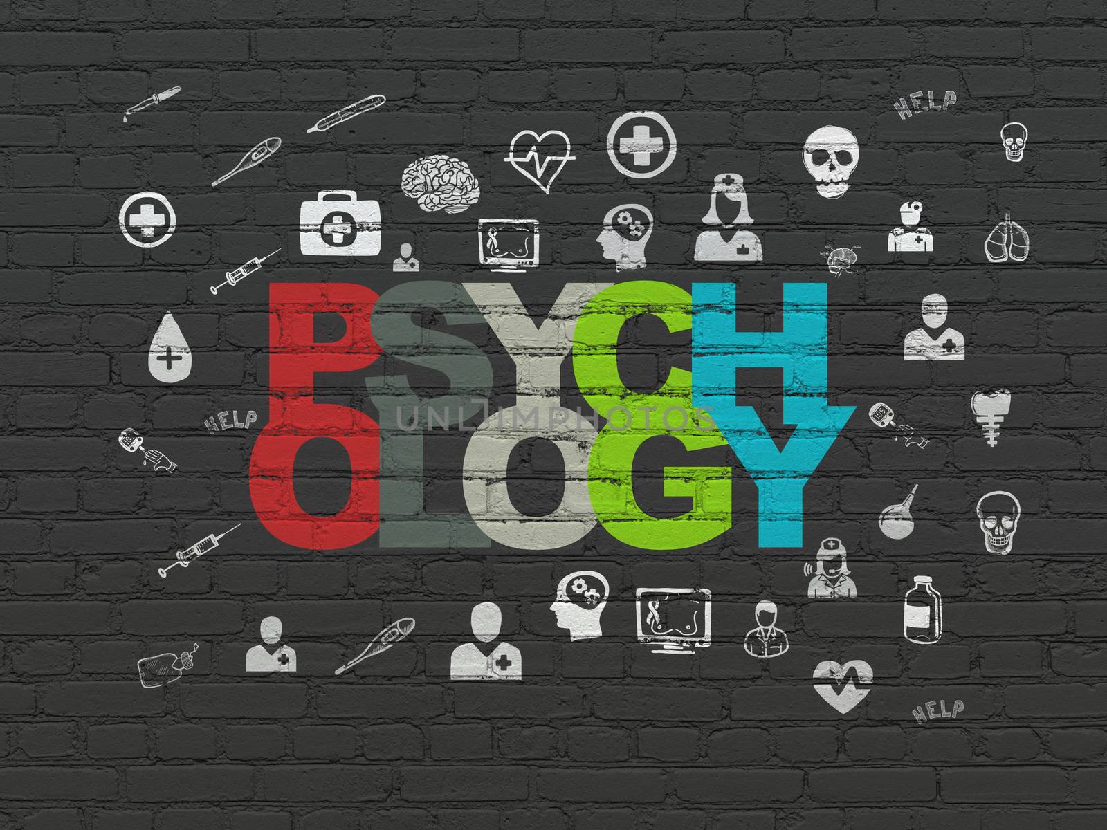 Health concept: Psychology on wall background by maxkabakov