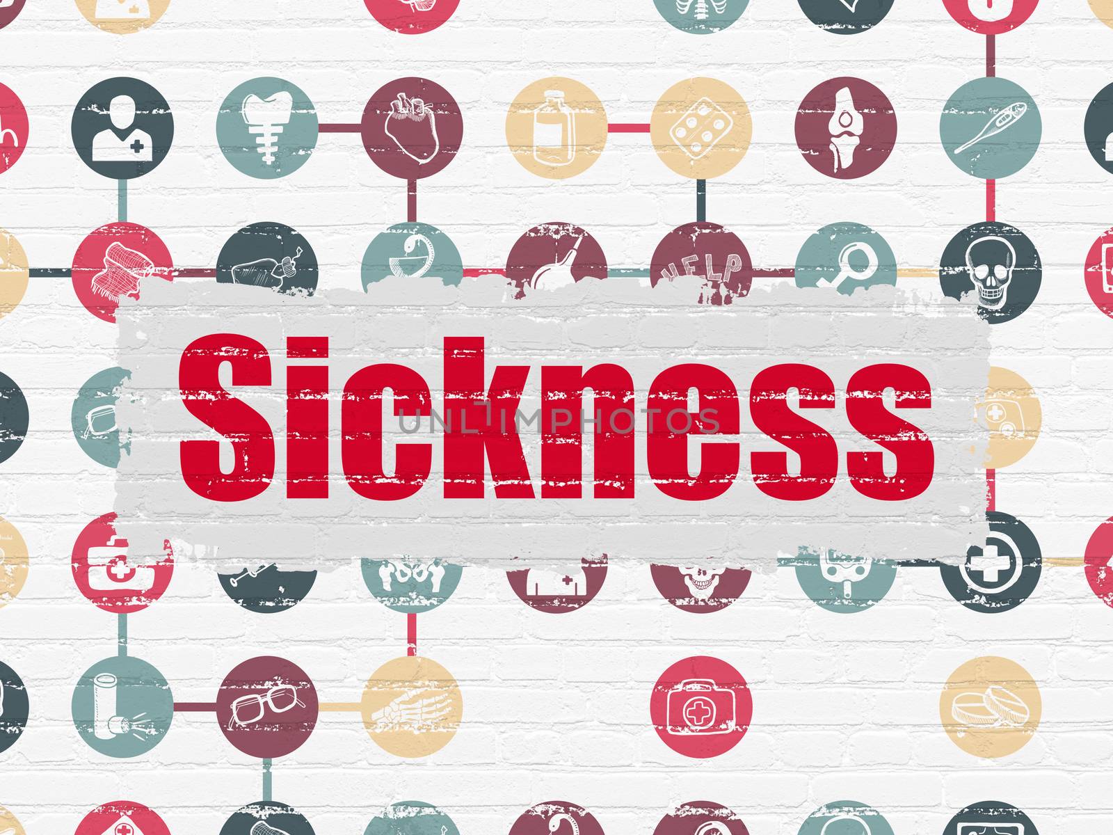 Medicine concept: Sickness on wall background by maxkabakov