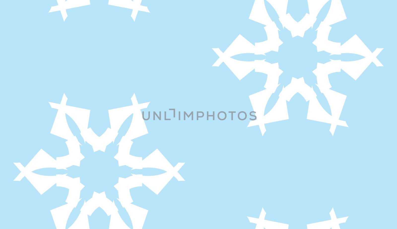 Blue background of repeating large snowflake shapes