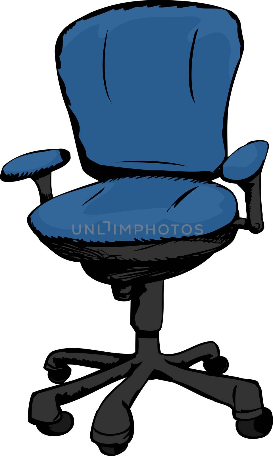 Blue ergonomic office task chair over white background