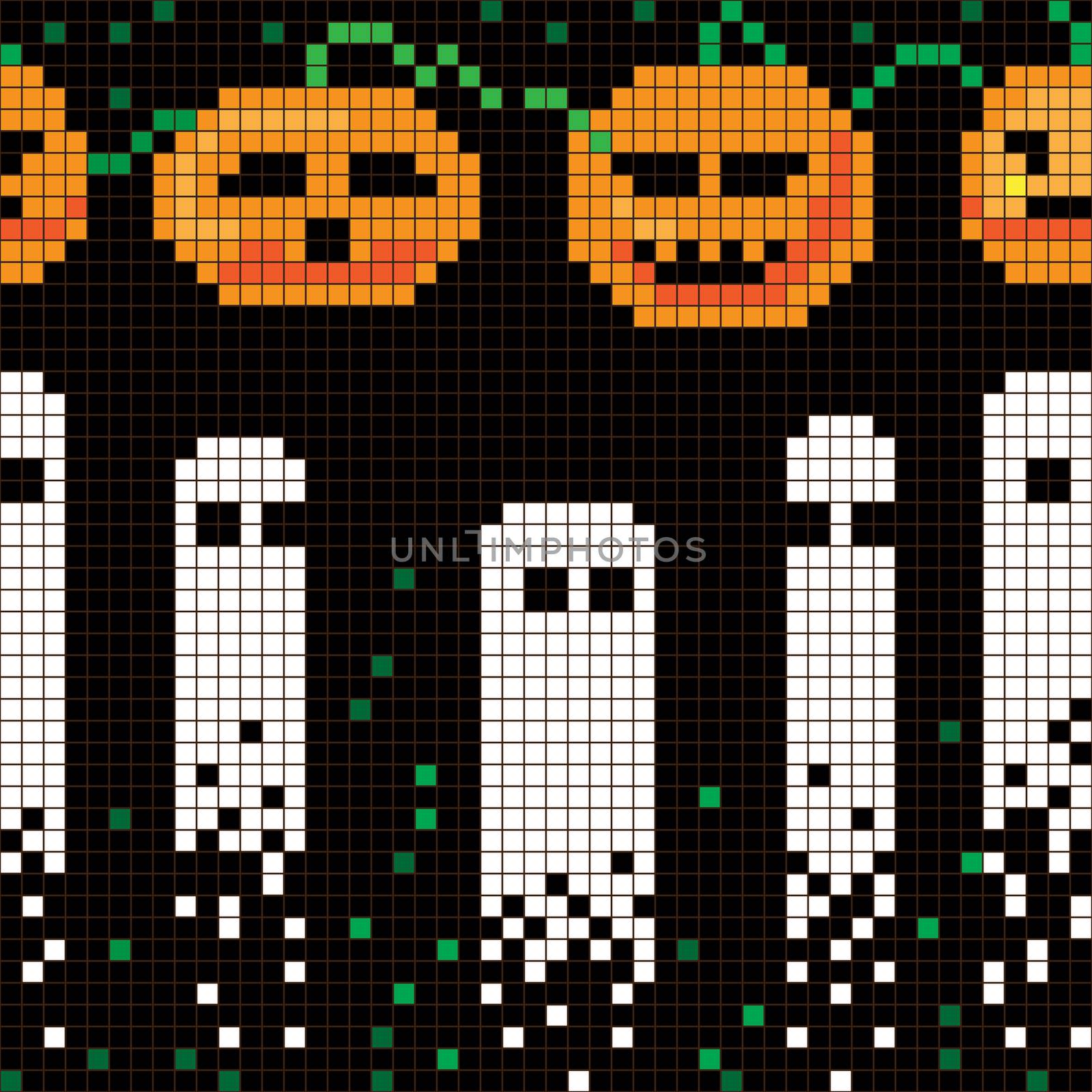 pixel halloween pattern by catacos