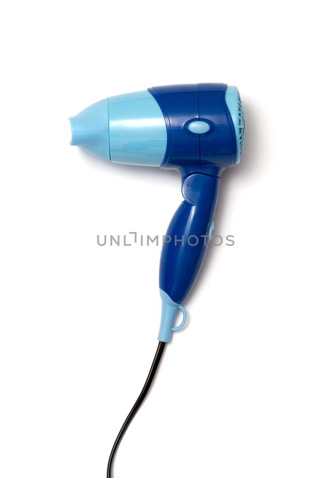 a travel hairdryer isolated on a white background
