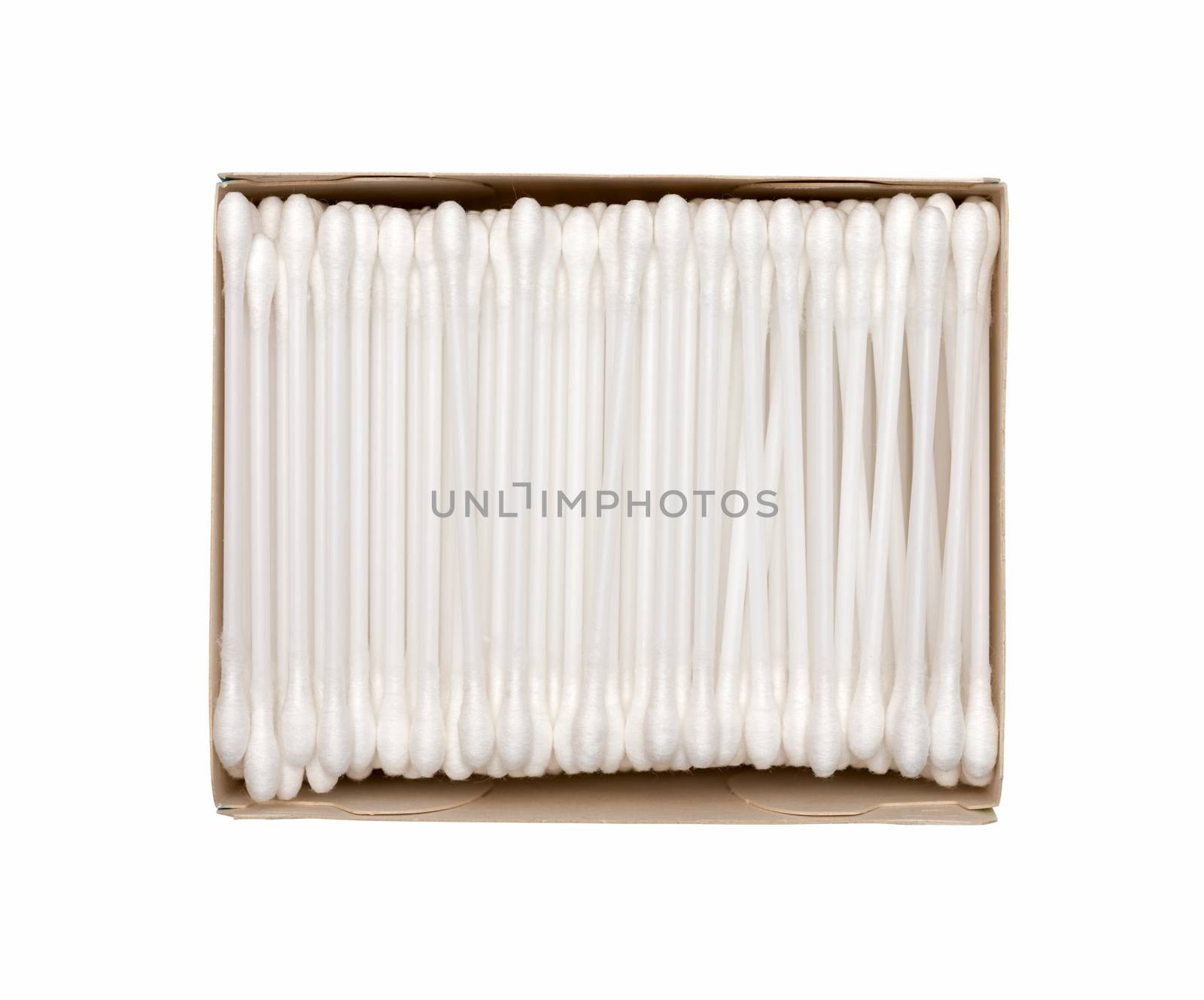 Cotton swab package for cleaning ear on white background