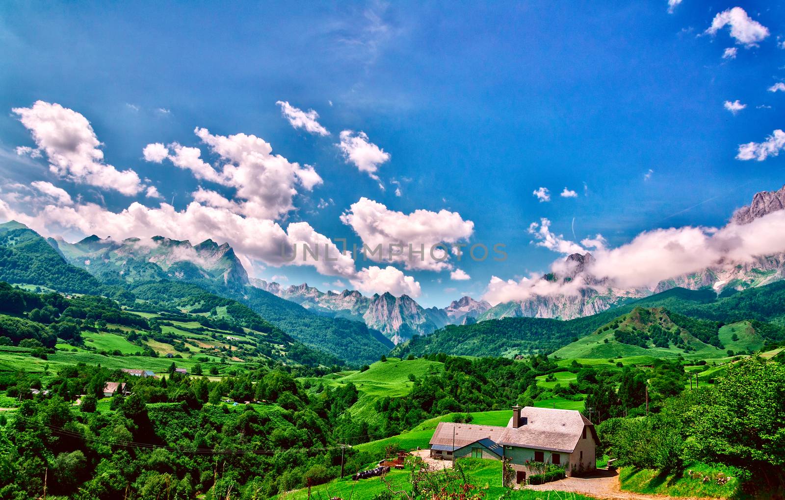 Amazing landscape at the Pyrenees mountains in France