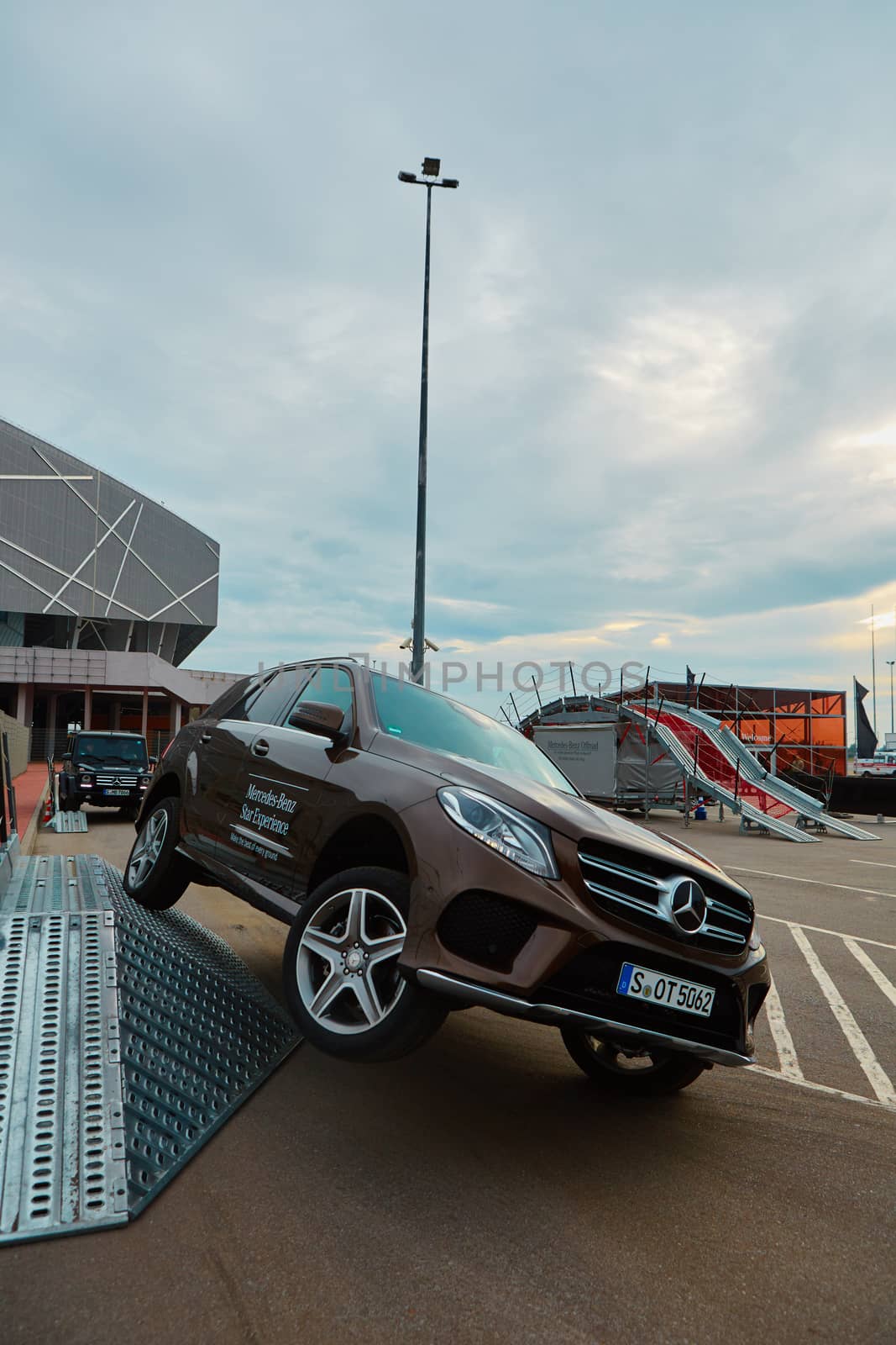 Lviv, Ukraine - OCTOBER 15, 2015: Mercedes Benz star experience. The interesting series of test drives by sarymsakov