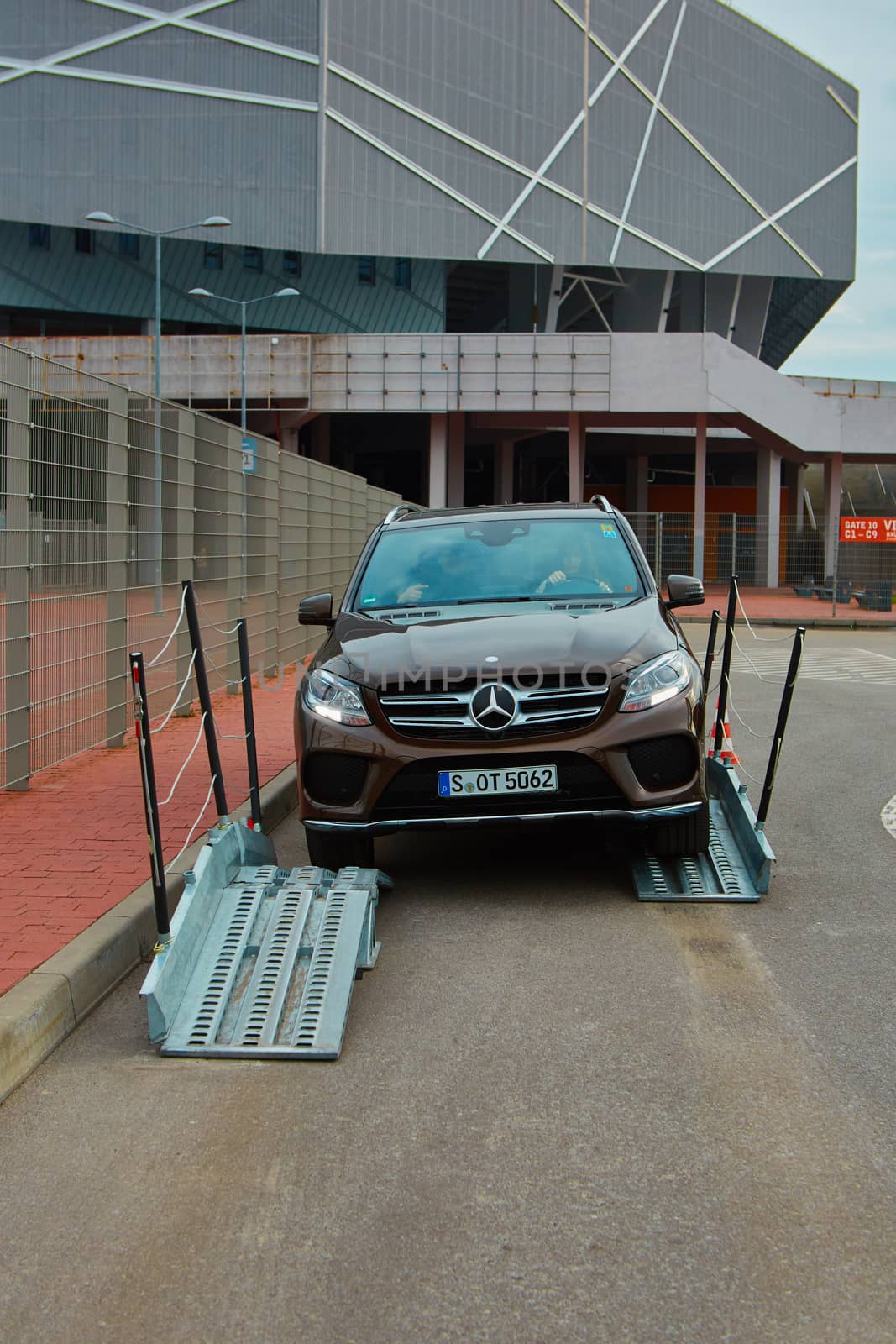 Lviv, Ukraine - OCTOBER 15, 2015: Mercedes Benz star experience. The interesting series of test drives Mercedes-Benz GLE 63 AMG 4matic