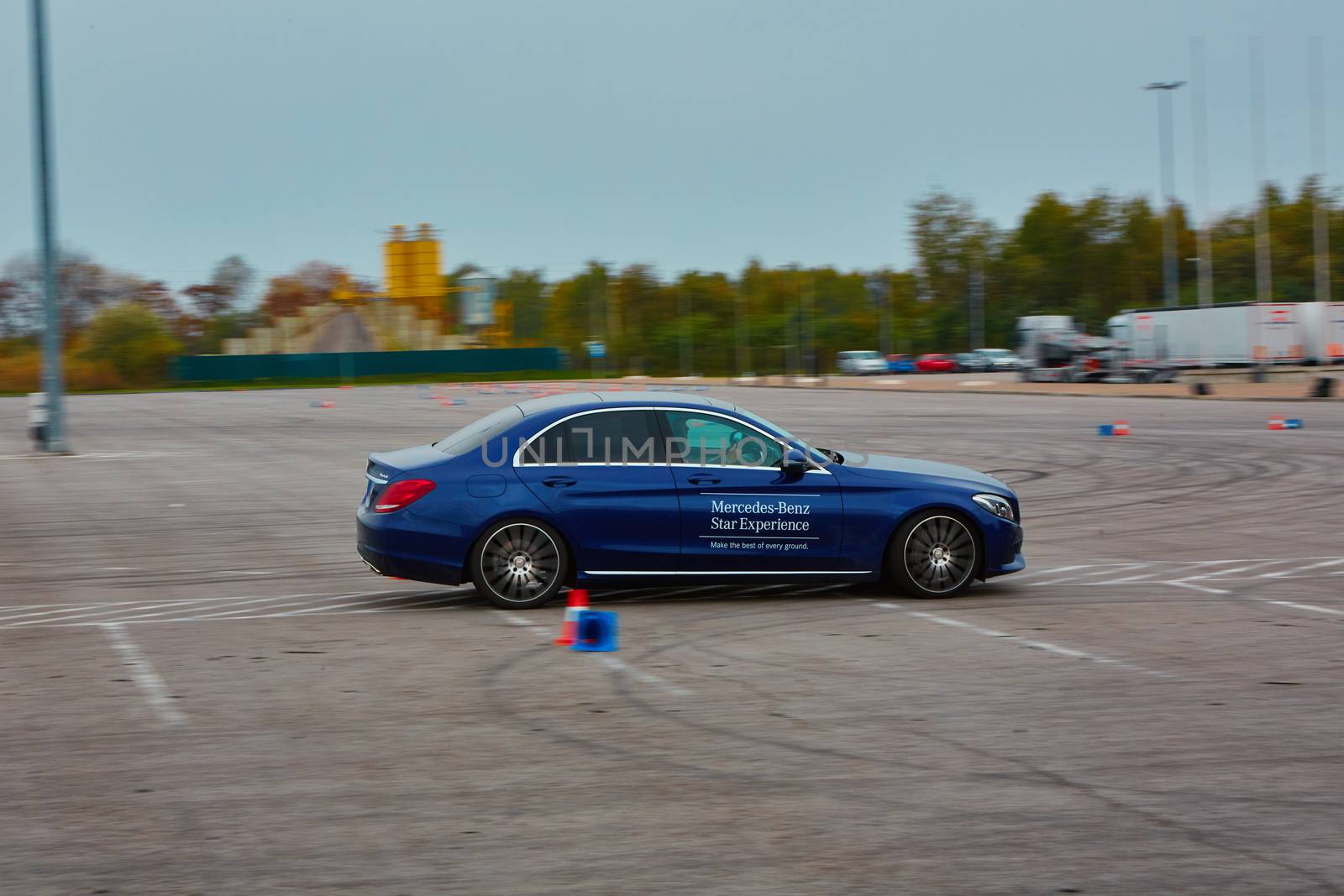 Lviv, Ukraine - OCTOBER 15, 2015: Mercedes Benz star experience. The interesting series of test drives by sarymsakov