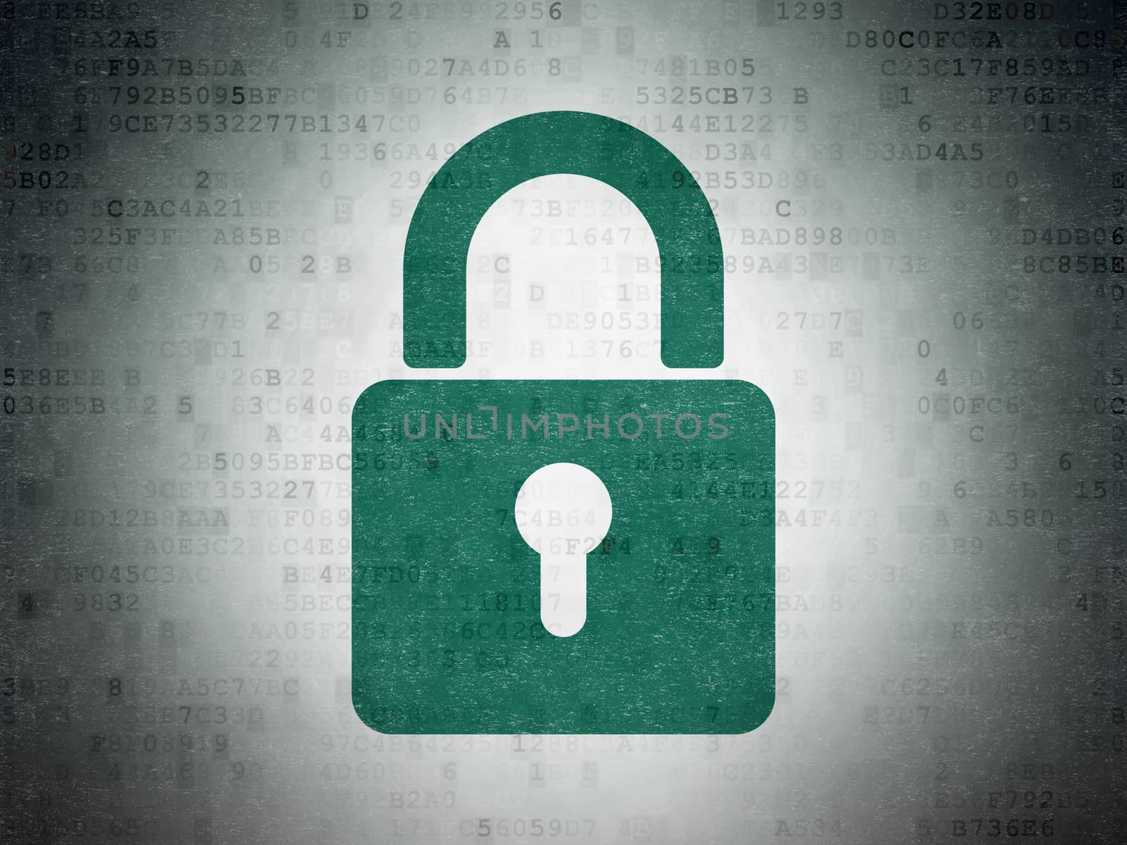 Information concept: Painted green Closed Padlock icon on Digital Paper background