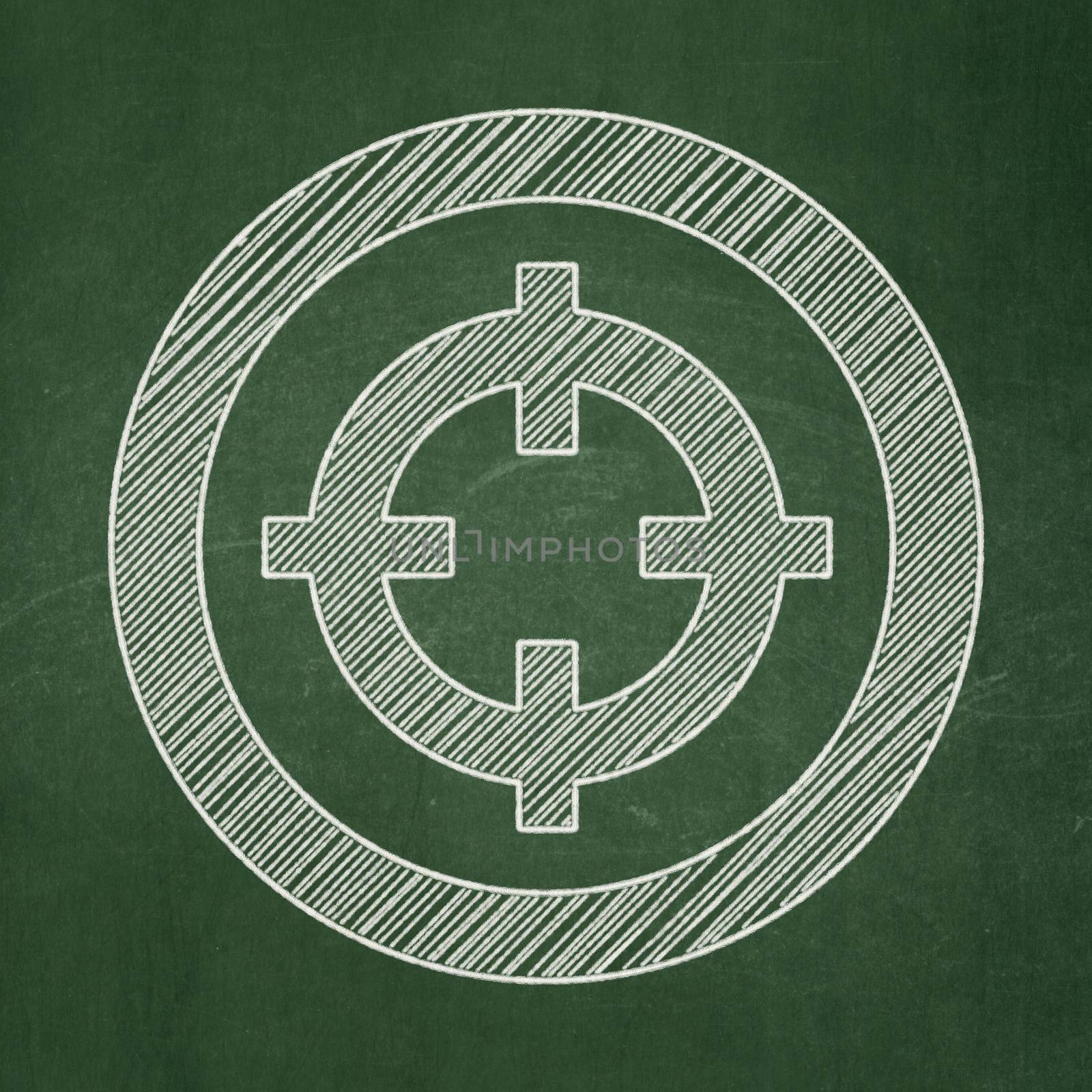 Business concept: Target icon on Green chalkboard background