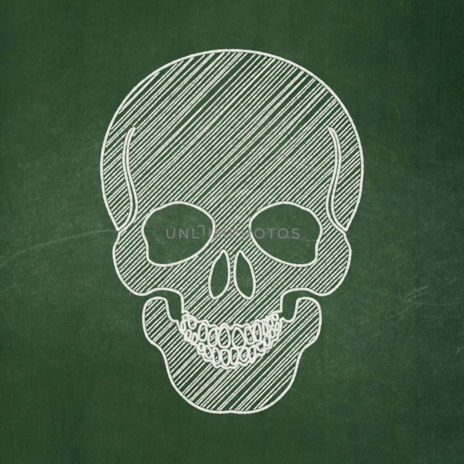 Healthcare concept: Scull icon on Green chalkboard background