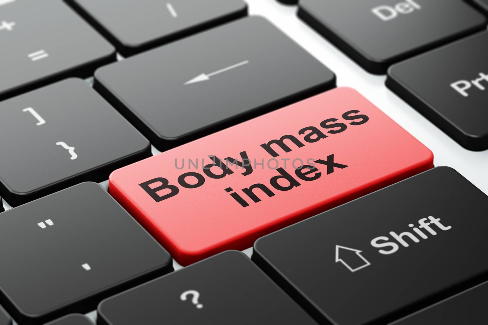 Medicine concept: Body Mass Index on computer keyboard background by maxkabakov